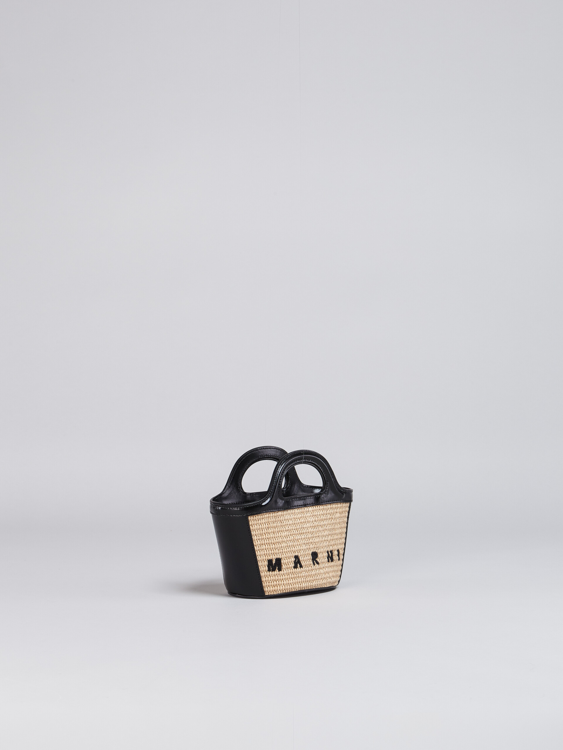 Black leather and raffia micro TROPICALIA SUMMER bag - Handbag - Image 2