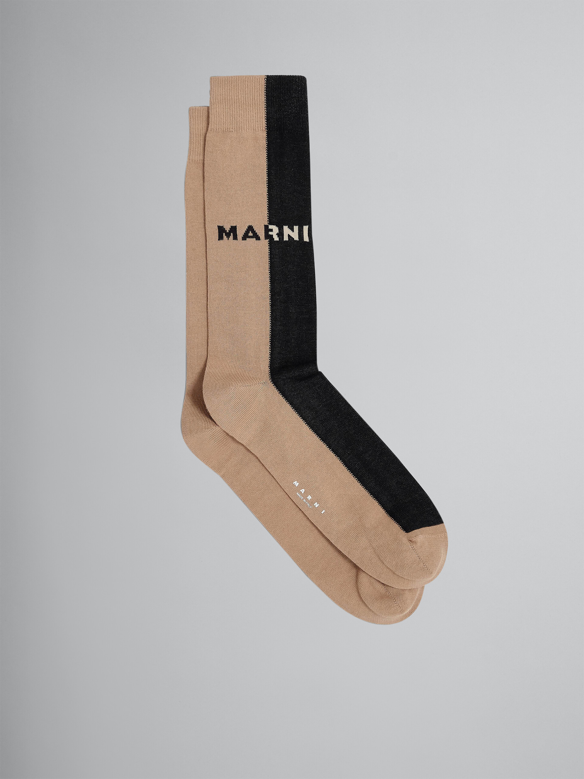 Black bi-coloured cotton and nylon socks - Socks - Image 1