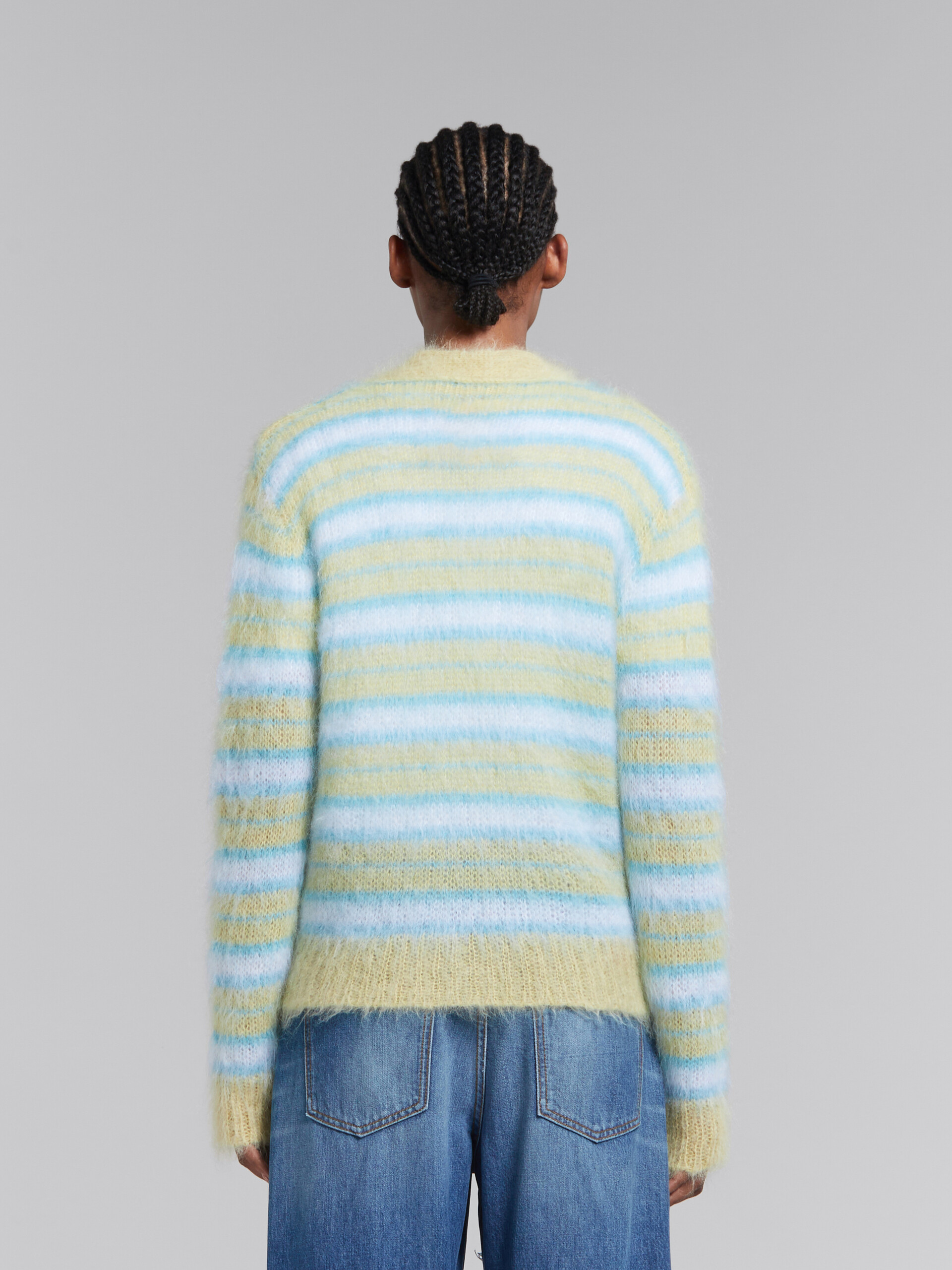Mohair cardigan with green stripes - Pullovers - Image 3