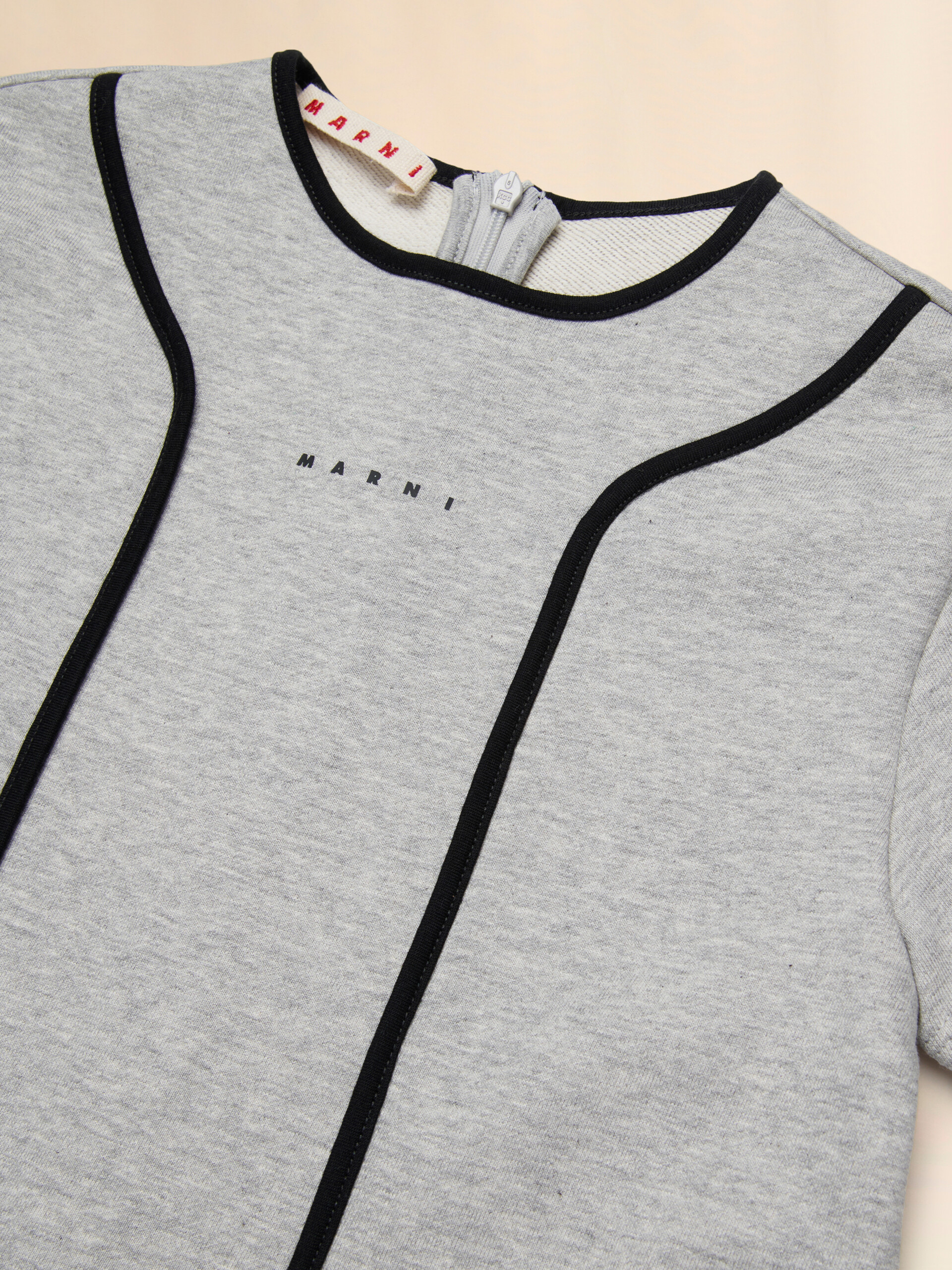 Gray cotton dress with contrast piping - Dresses - Image 3