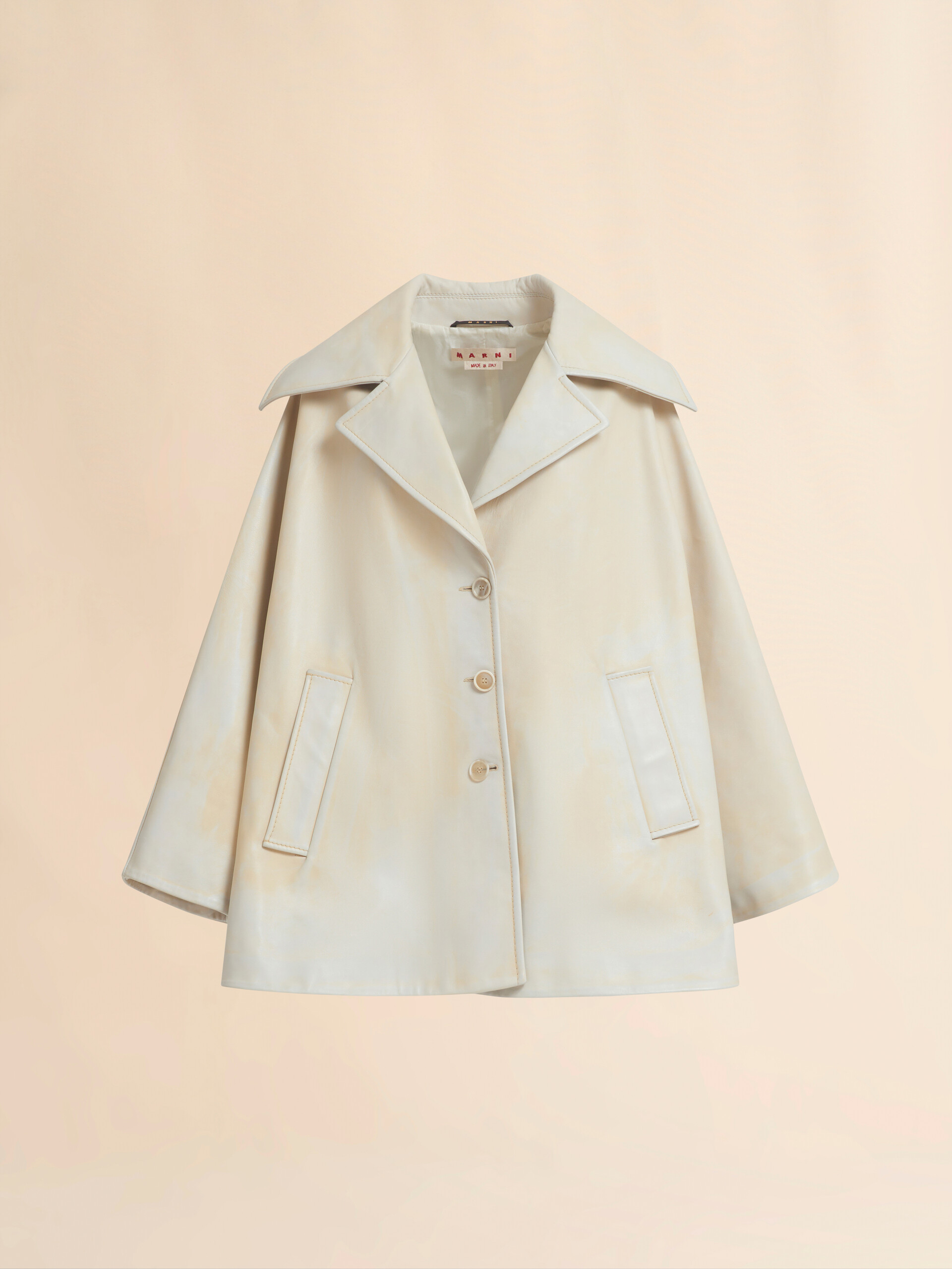 Light yellow leather cape - Coats - Image 1