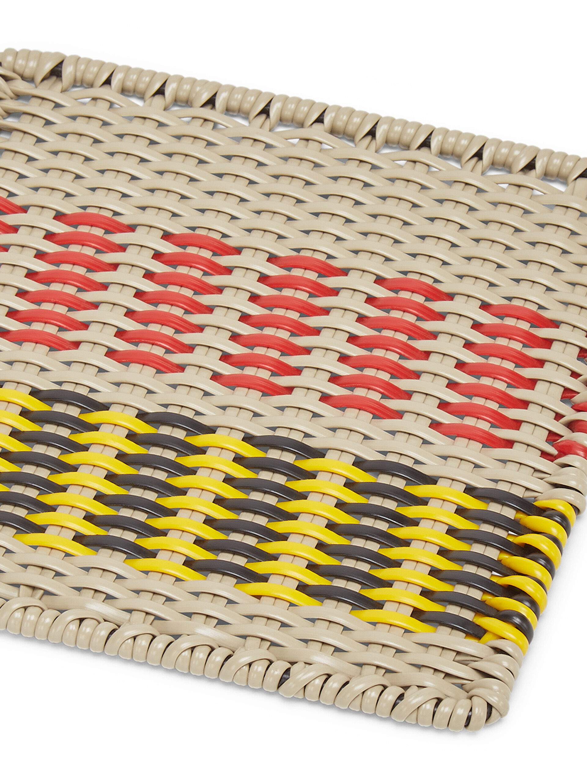 MARNI MARKET square mat with striped motif in iron and yellow, black, red and beige woven PVC - Accessories - Image 3