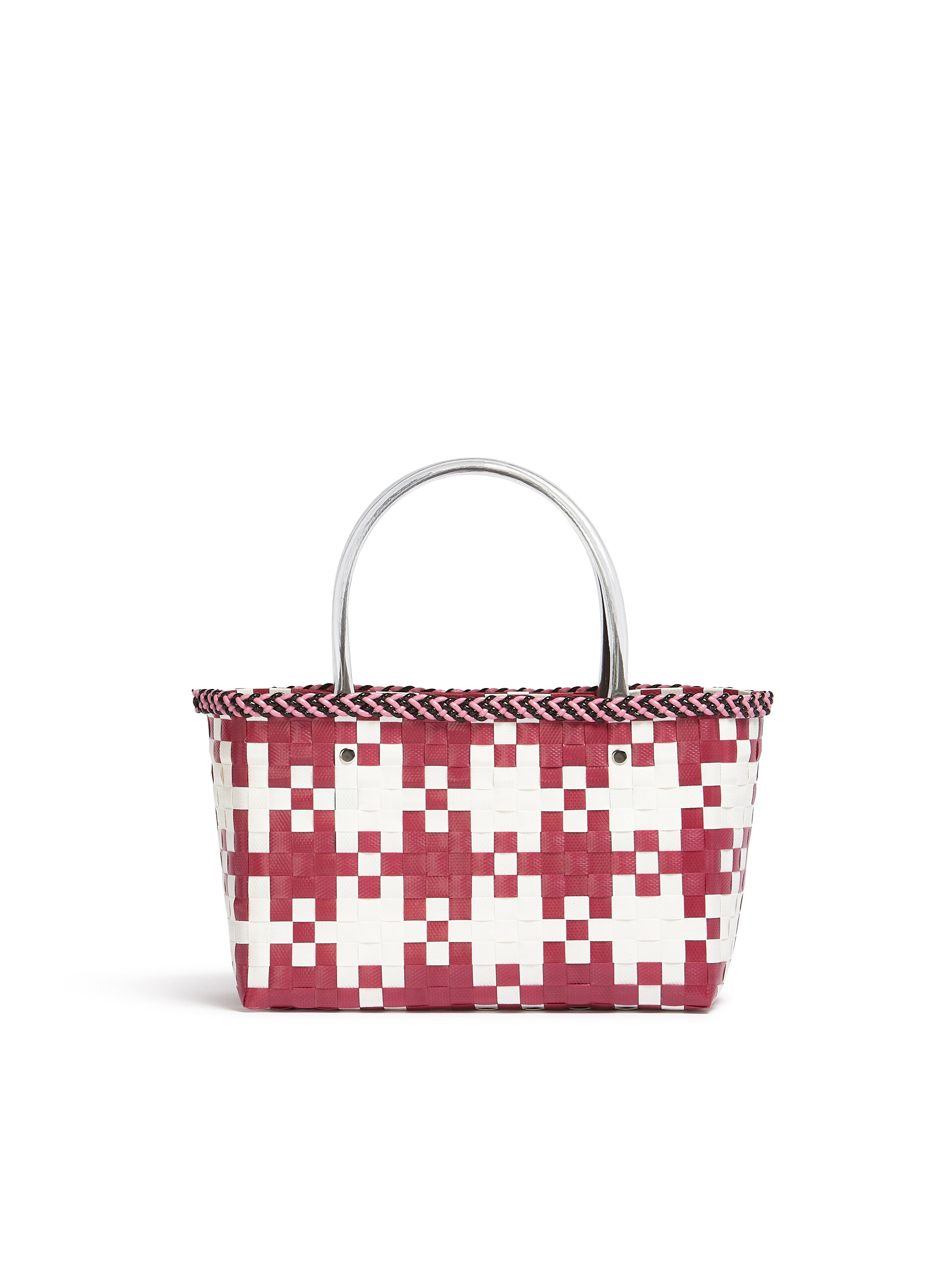 MARNI MARKET CHECK BAG in red and white tartan woven material - Shopping Bags - Image 3