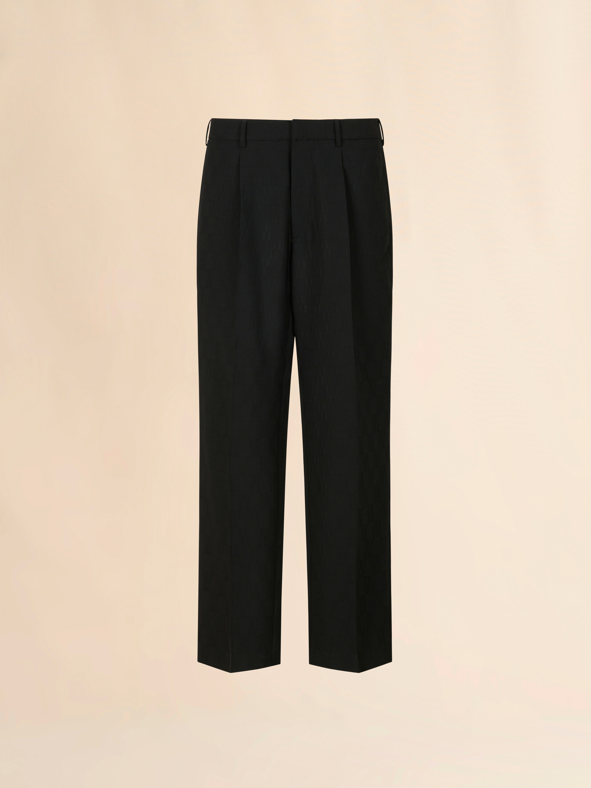 Pantaloni in lana nera con motivo jacquard geometrico - Pantaloni - Image 1