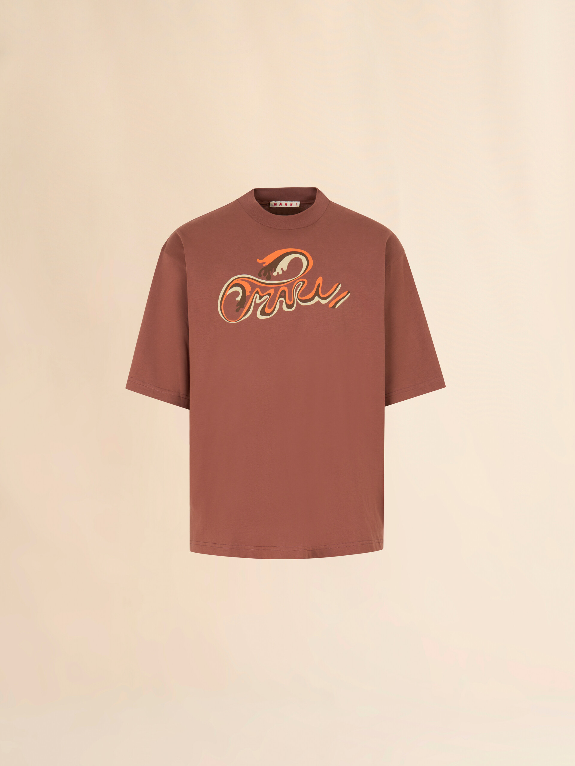 White cotton T-shirt with Marni Wave print - Shirts - Image 1