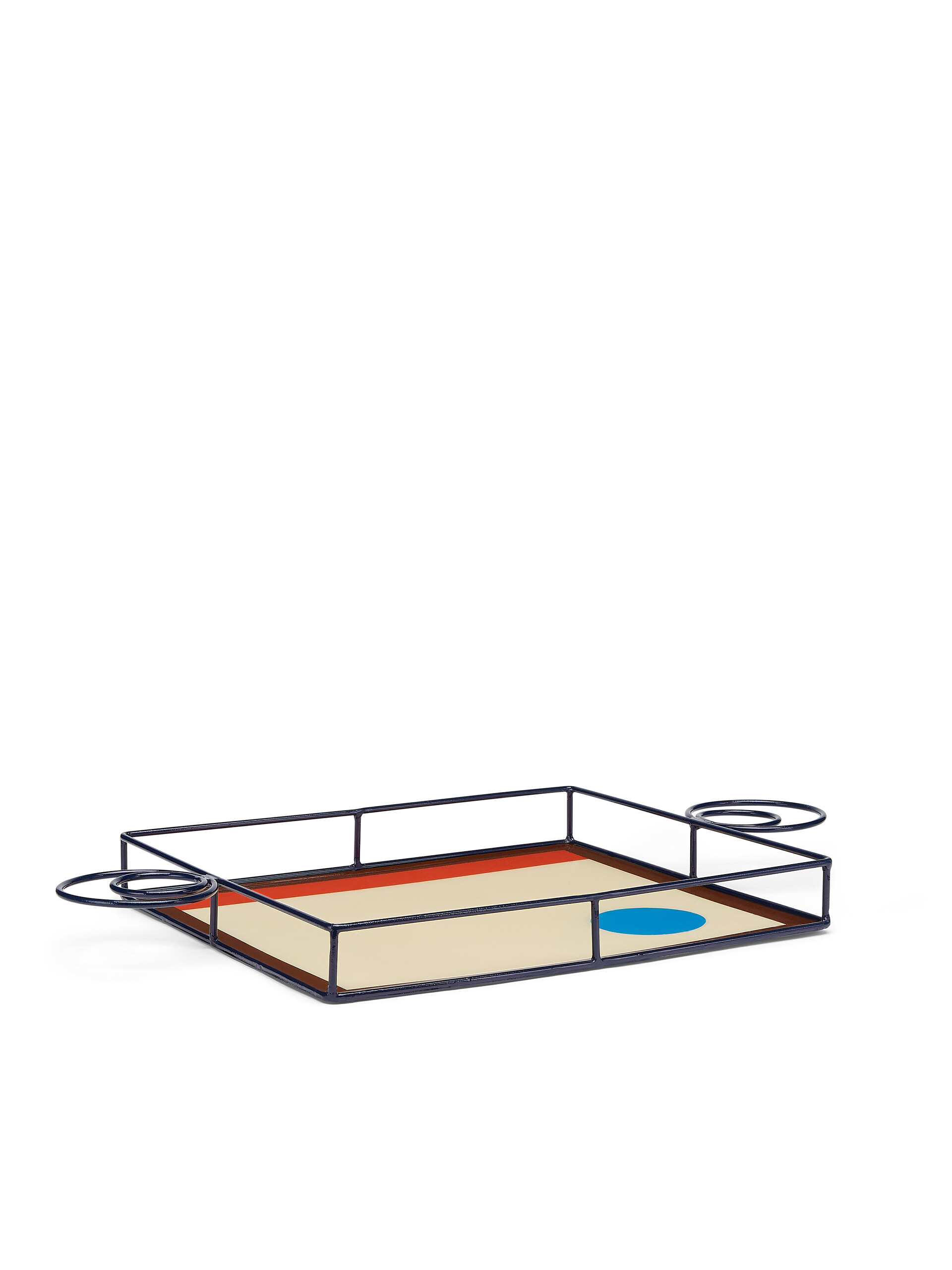 Plateau rectangulaire MARNI MARKET en fer et résine beige, bleu, marron et rouge - Accessoires - Image 2