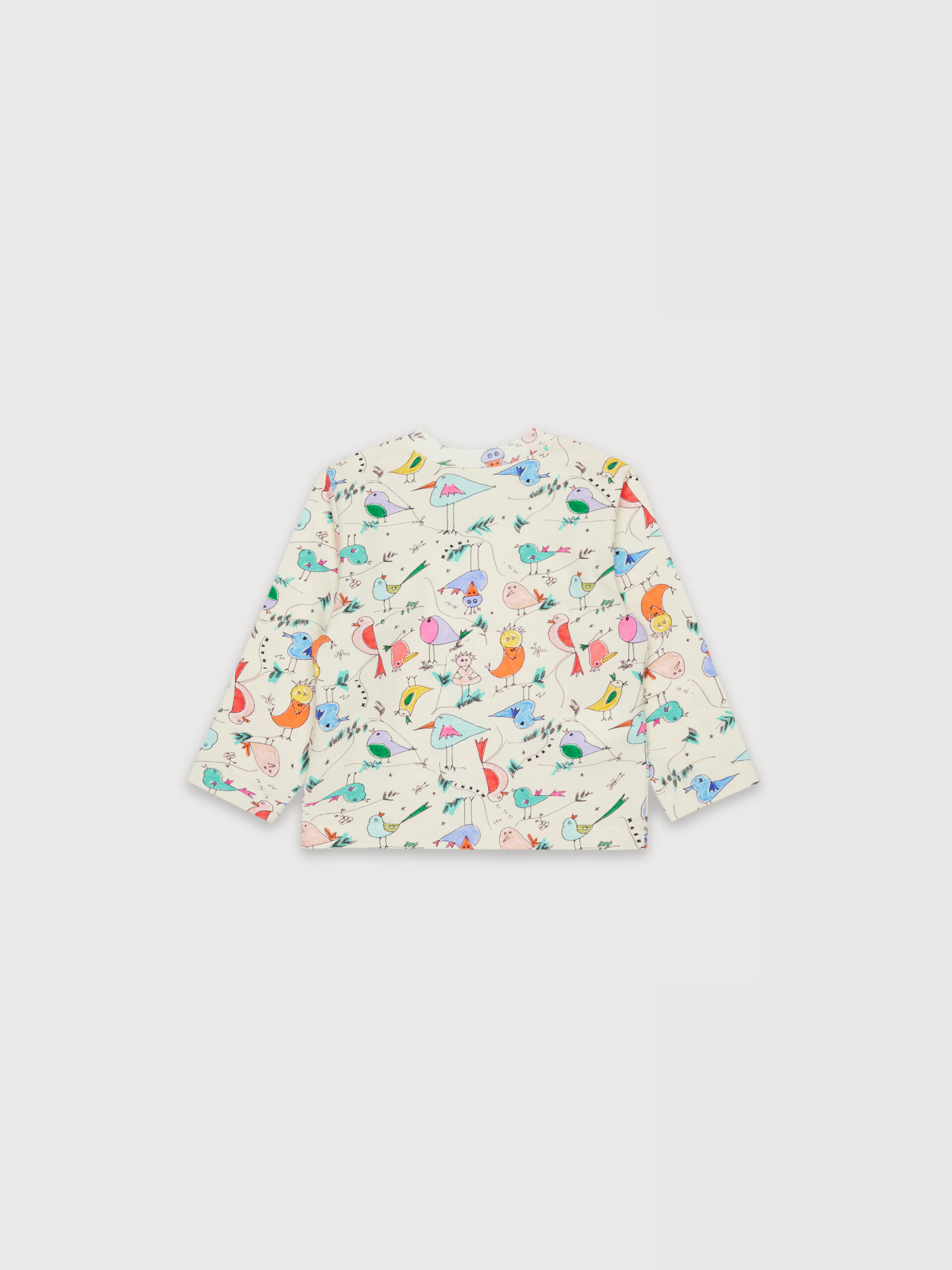 Off-white long-sleeved cotton T-shirt with bird print - T-shirts - Image 2