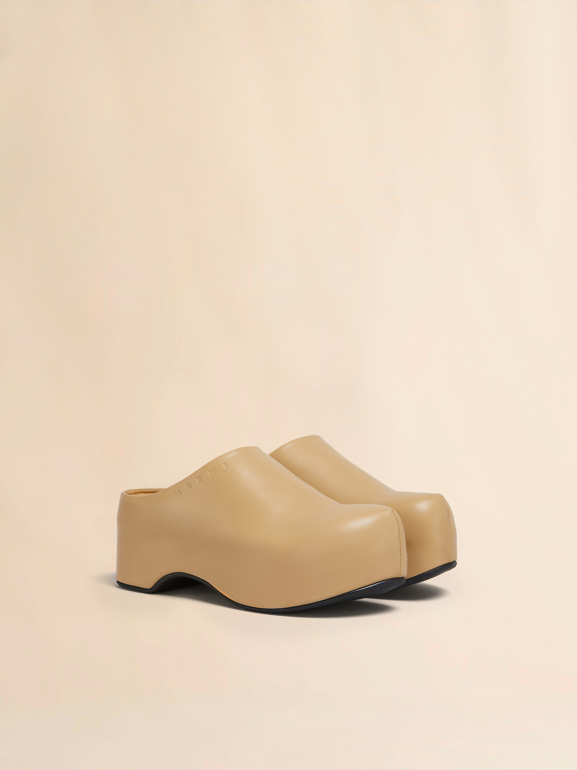 Black leather chunky clog sabot - Sandals - Image 2