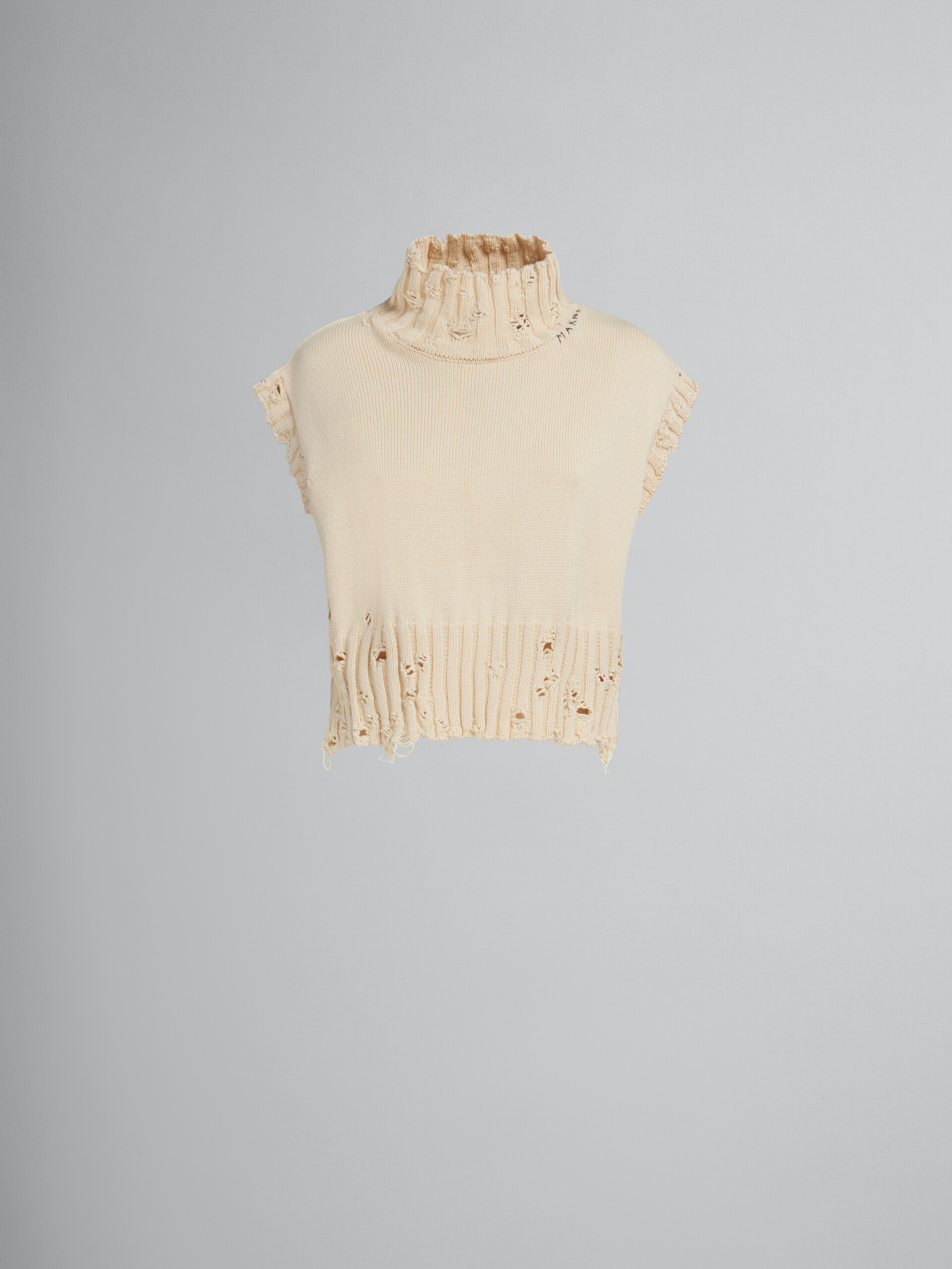 Cropped white cotton vest - Pullovers - Image 1