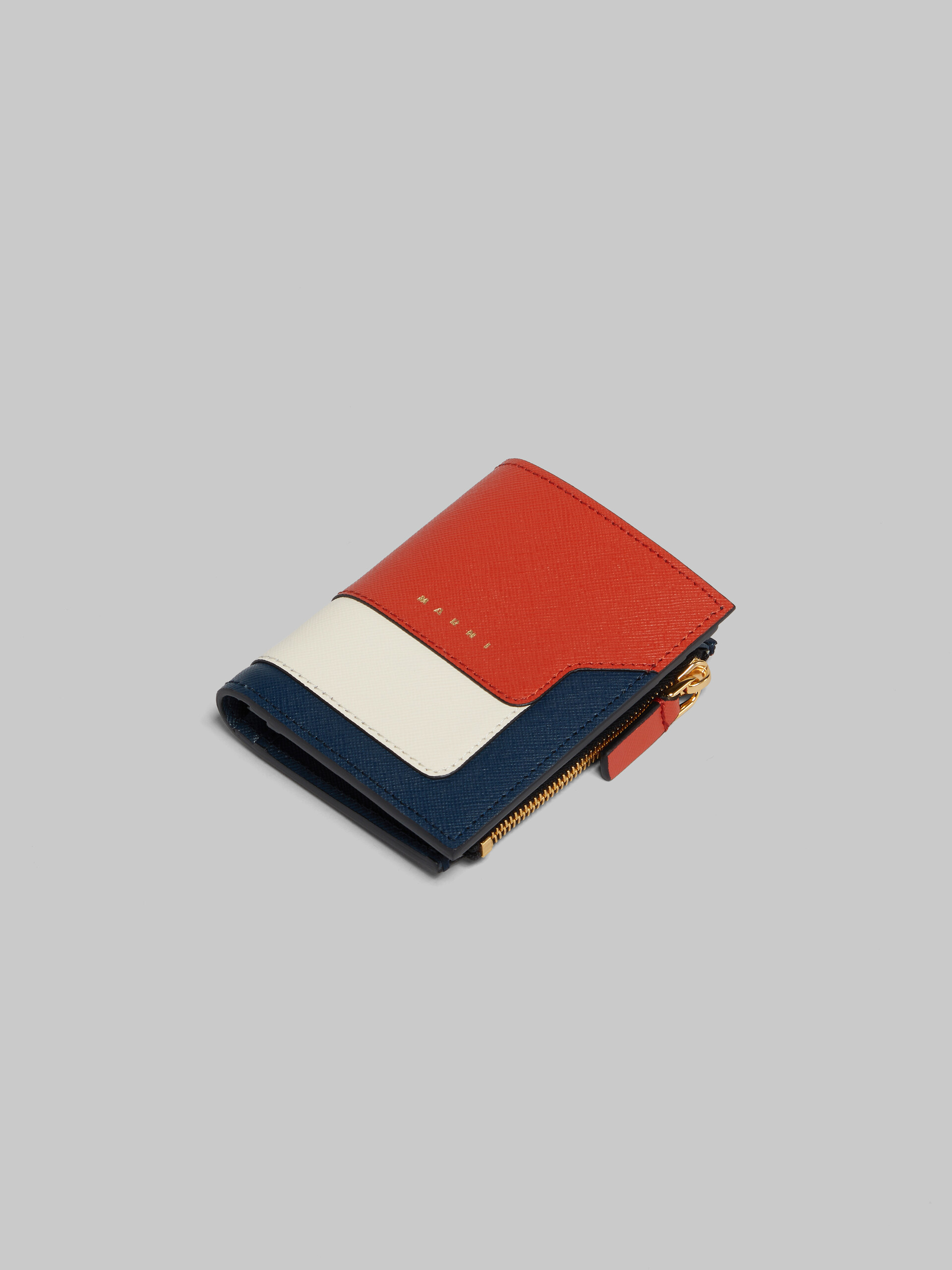 オレンジ クリーム ディープブルー サフィアーノレザー製 二つ折りウォレット - 財布 - Image 5