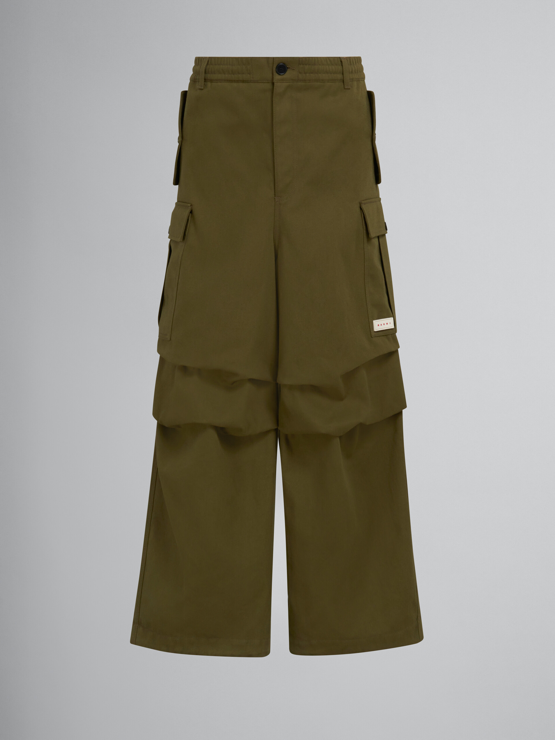 Pantalón cargo verde de gabardina - Pantalones - Image 1