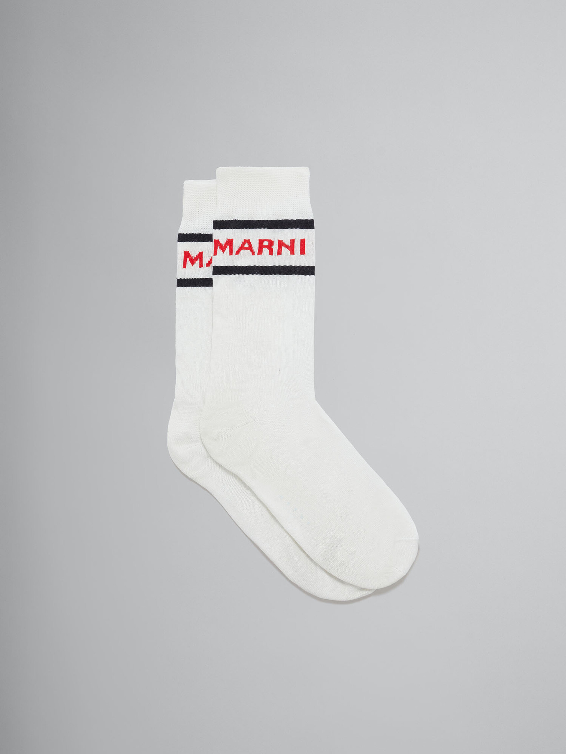 White cotton and nylon logo sock - Socks - Image 1