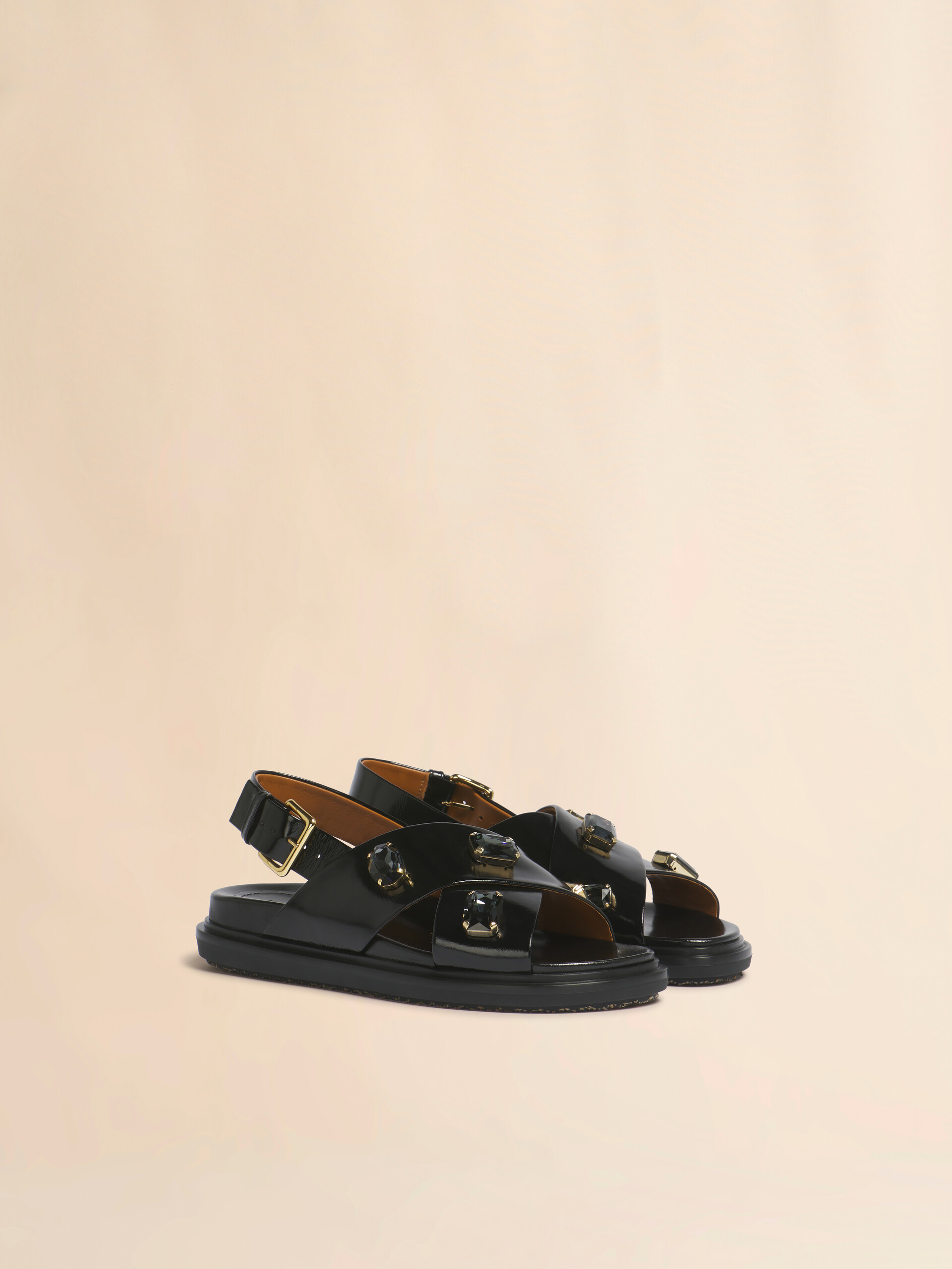 Brown leather Fussbett with crystals - Sandals - Image 2