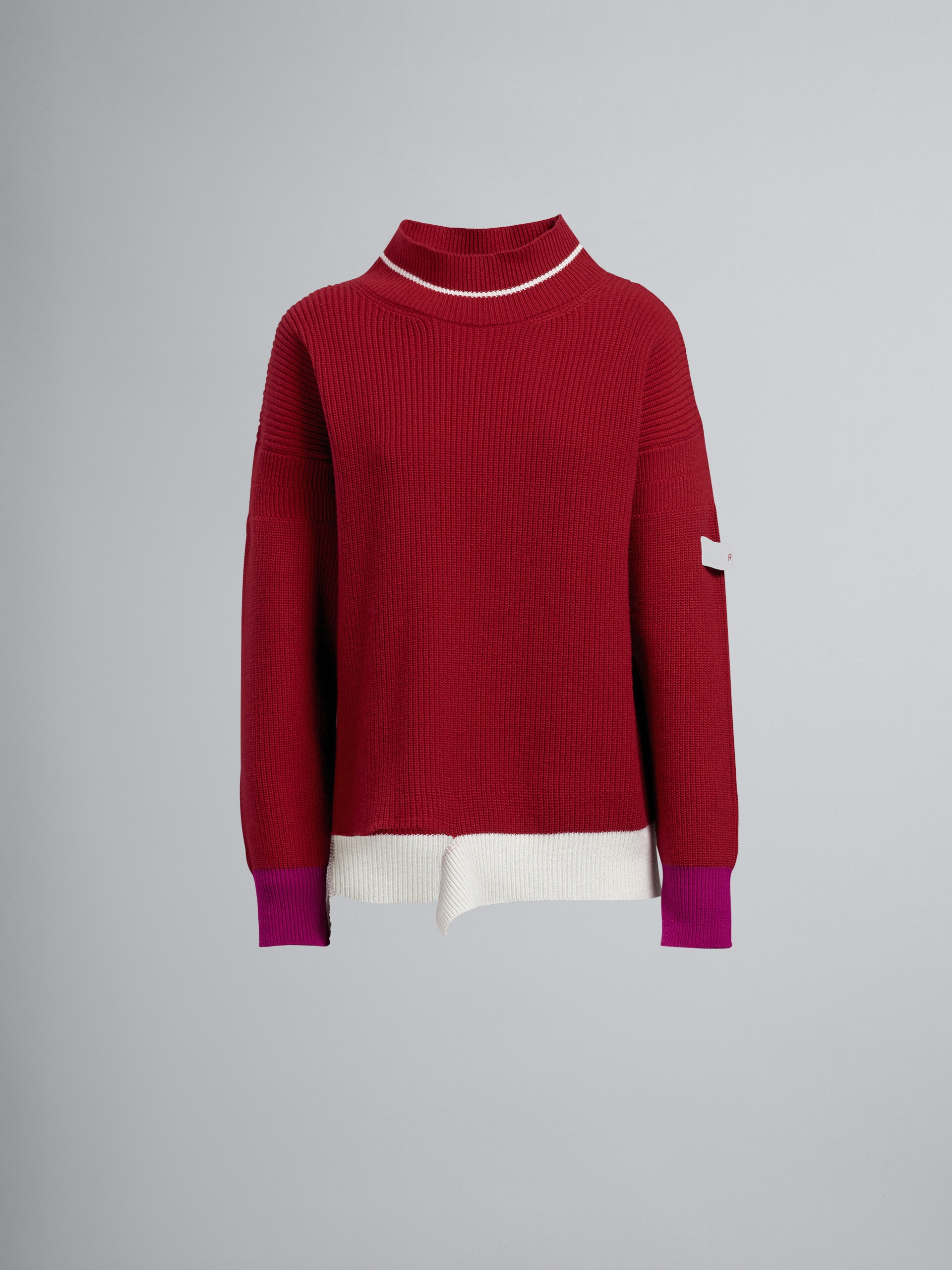 Shetland wool and cotton T-neck sweater - Pullovers - Image 1