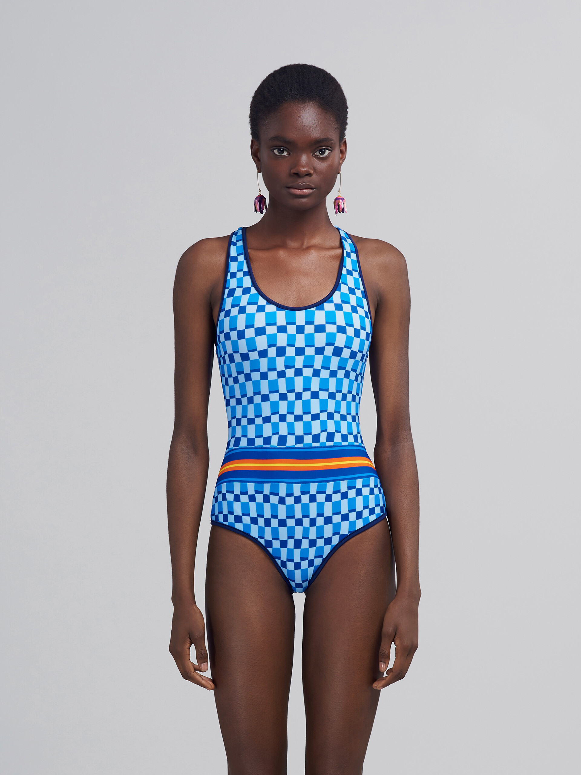 Iconic Damier print stretch fabric one-piece swimsuit - Sw Swimsuit - Image 3
