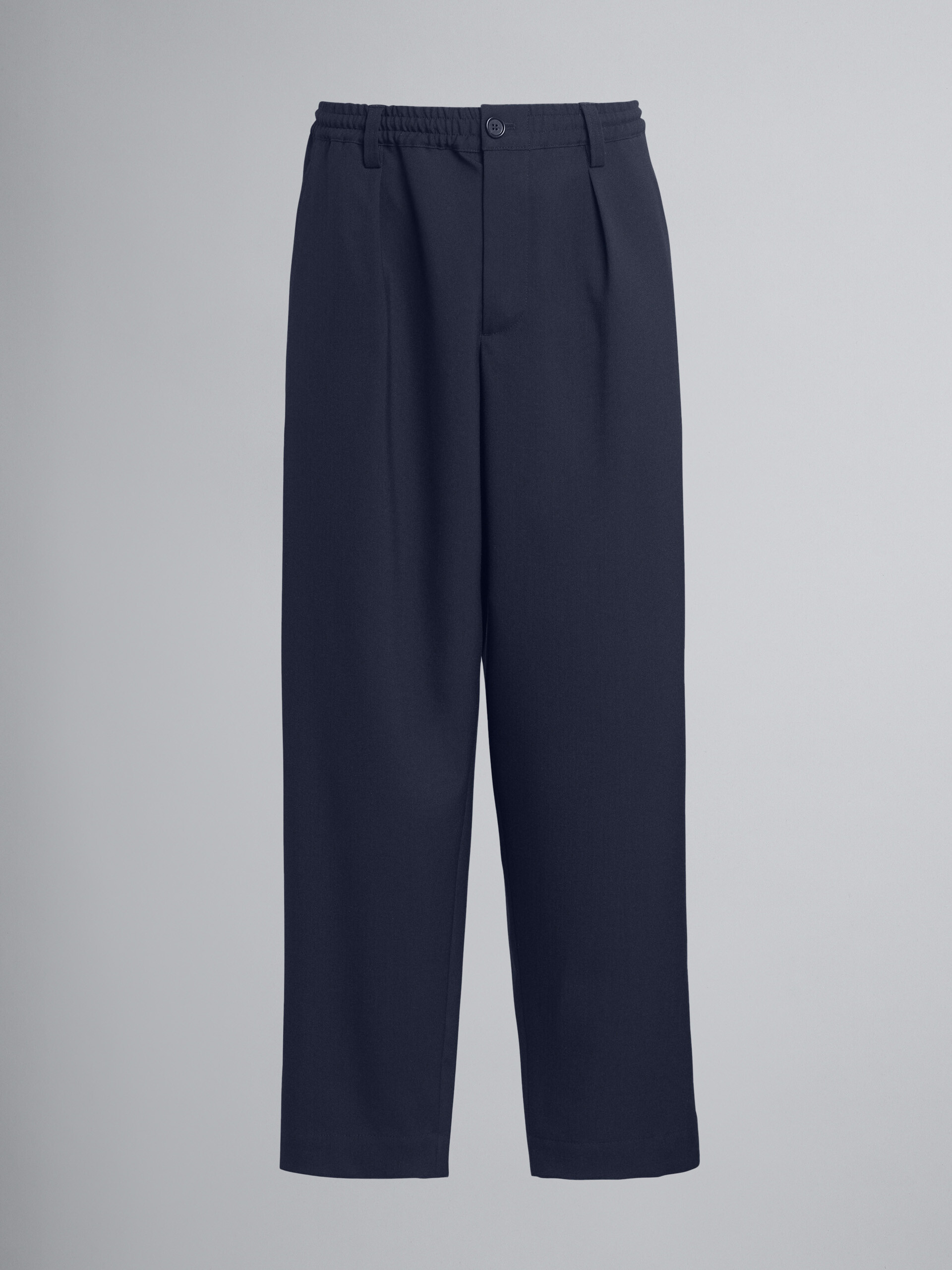 Cropped trousers in cool wool with drawstring at the waist - Pants - Image 1