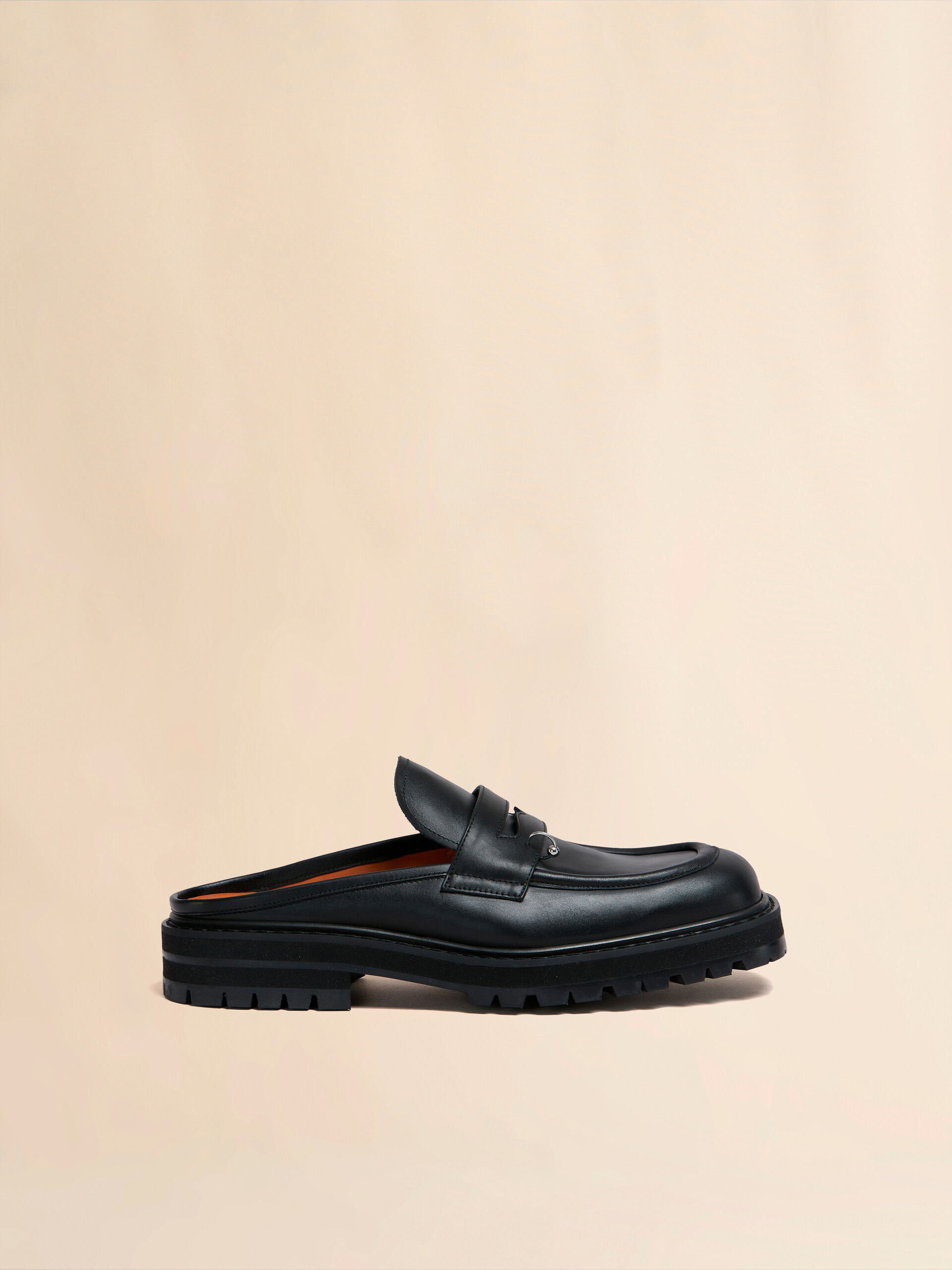 Black leather Piercing 2.0 chunky sabot loafer - Clogs - Image 1