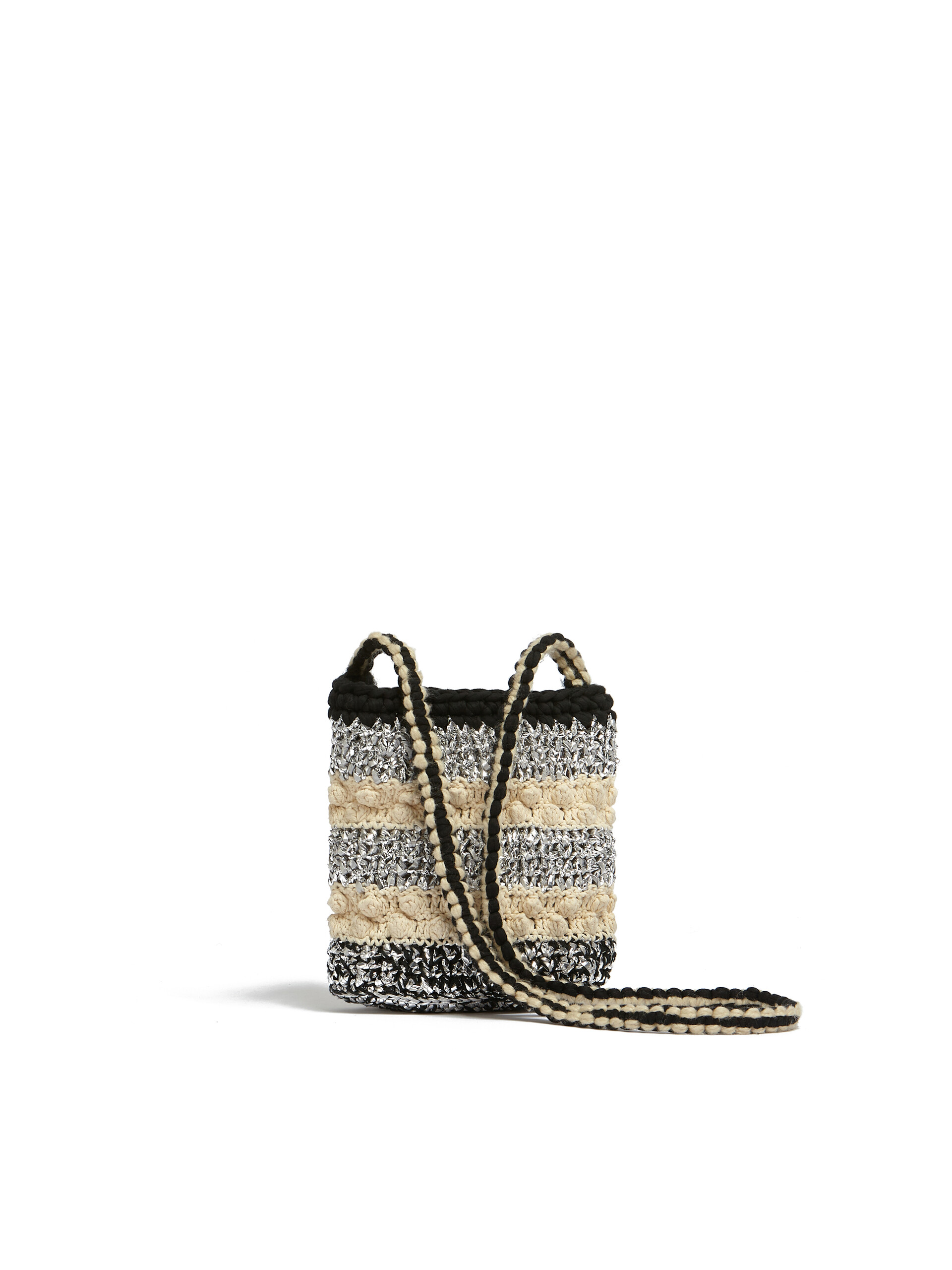 Brown and purple bobble-knit MARNI MARKET MINI CROSSBODY bag - Shopping Bags - Image 3