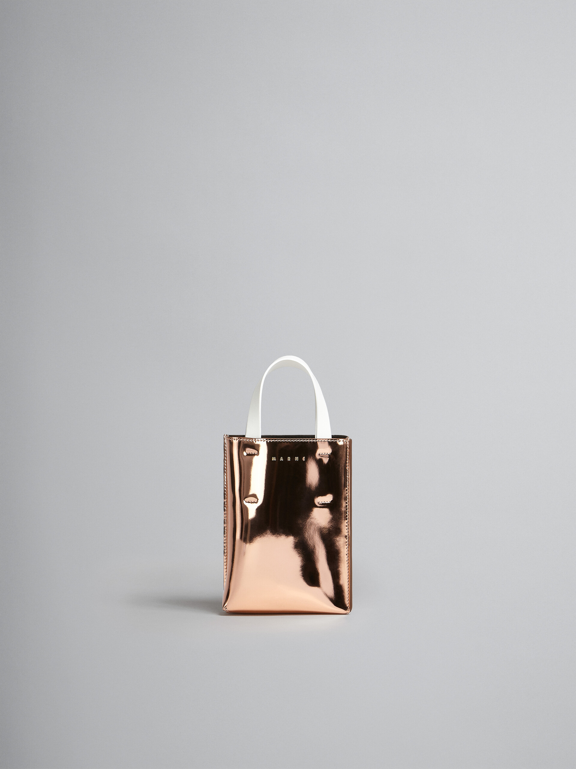 Museo Nano Bag in rose gold mirrored leather - Shopping Bags - Image 1