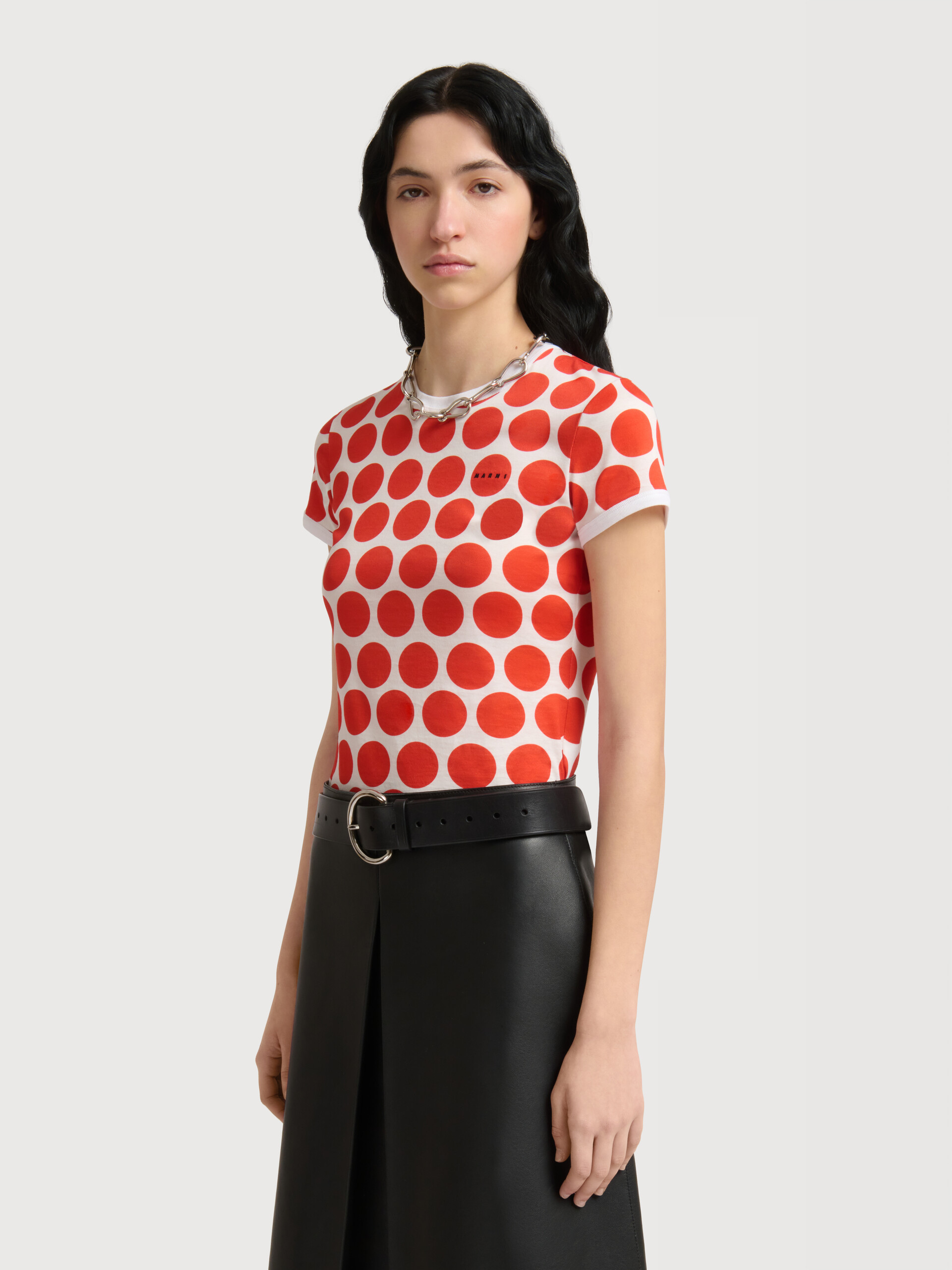 White cotton T-shirt with Polka Rhythm print - T-shirts - Image 3