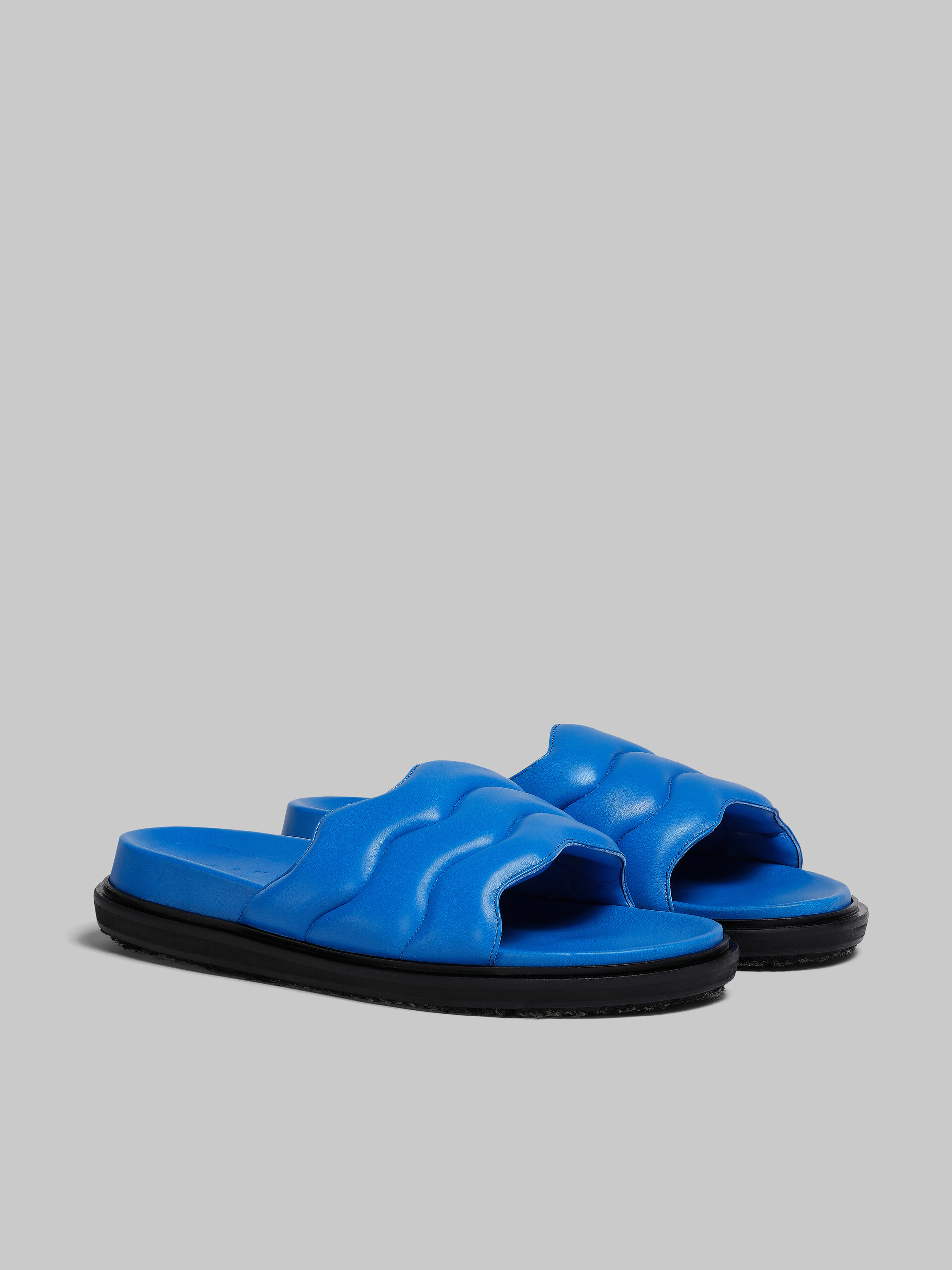 Blue wavy leather slide sandal - Sandals - Image 2