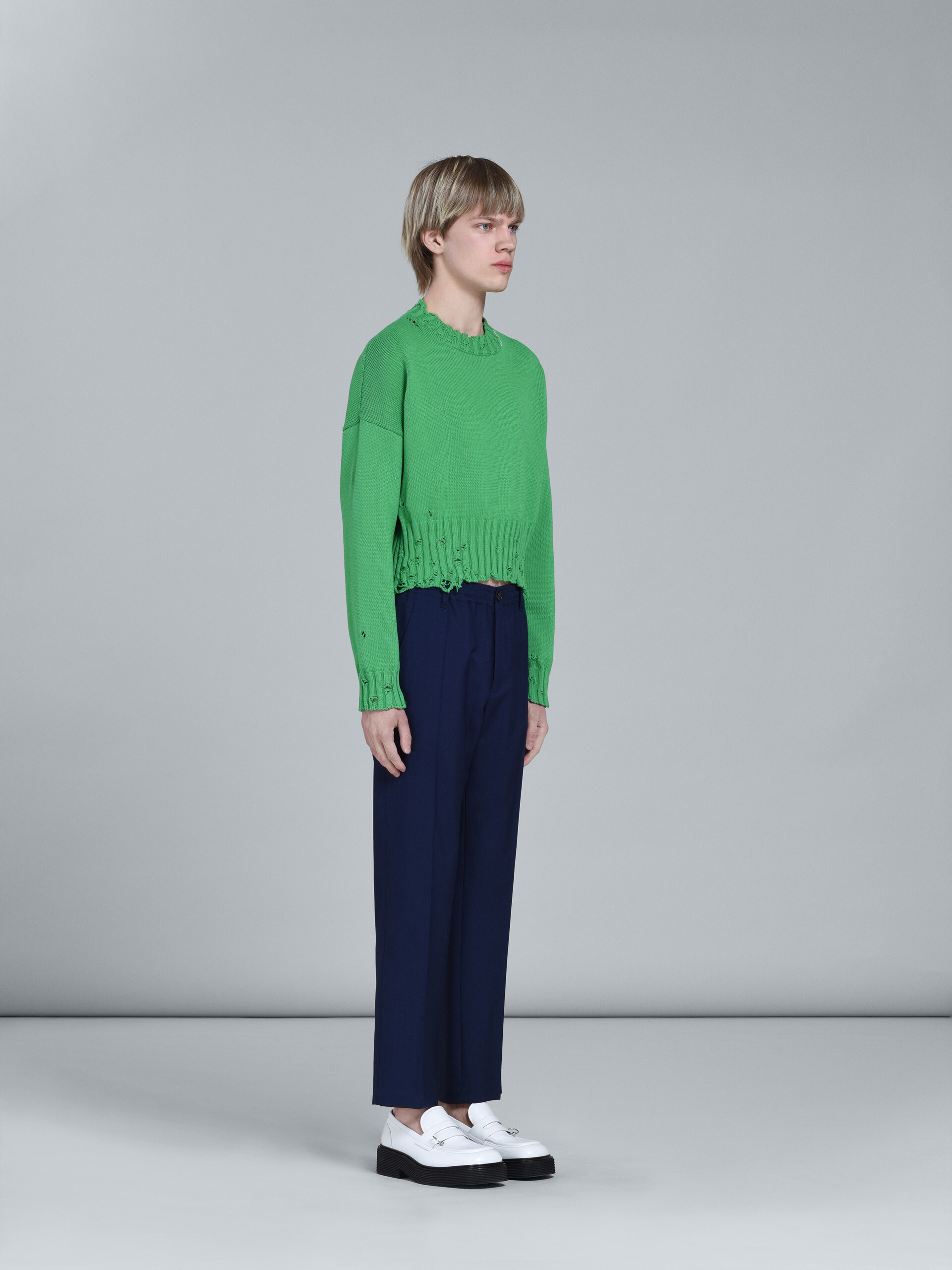 Green cotton crewneck sweater - Pullovers - Image 5