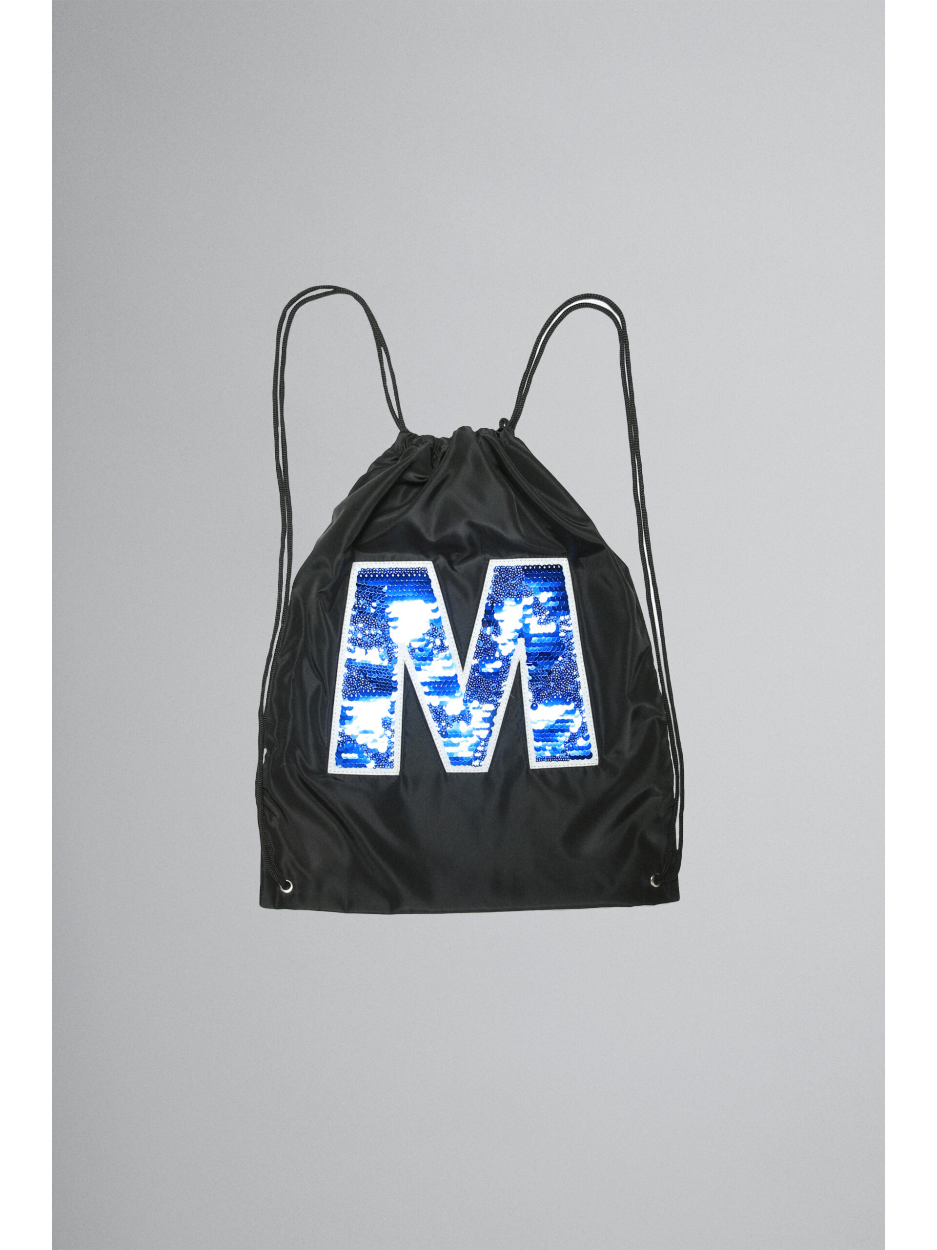 Black drawstring bag with sequin patch - Bags - Image 1