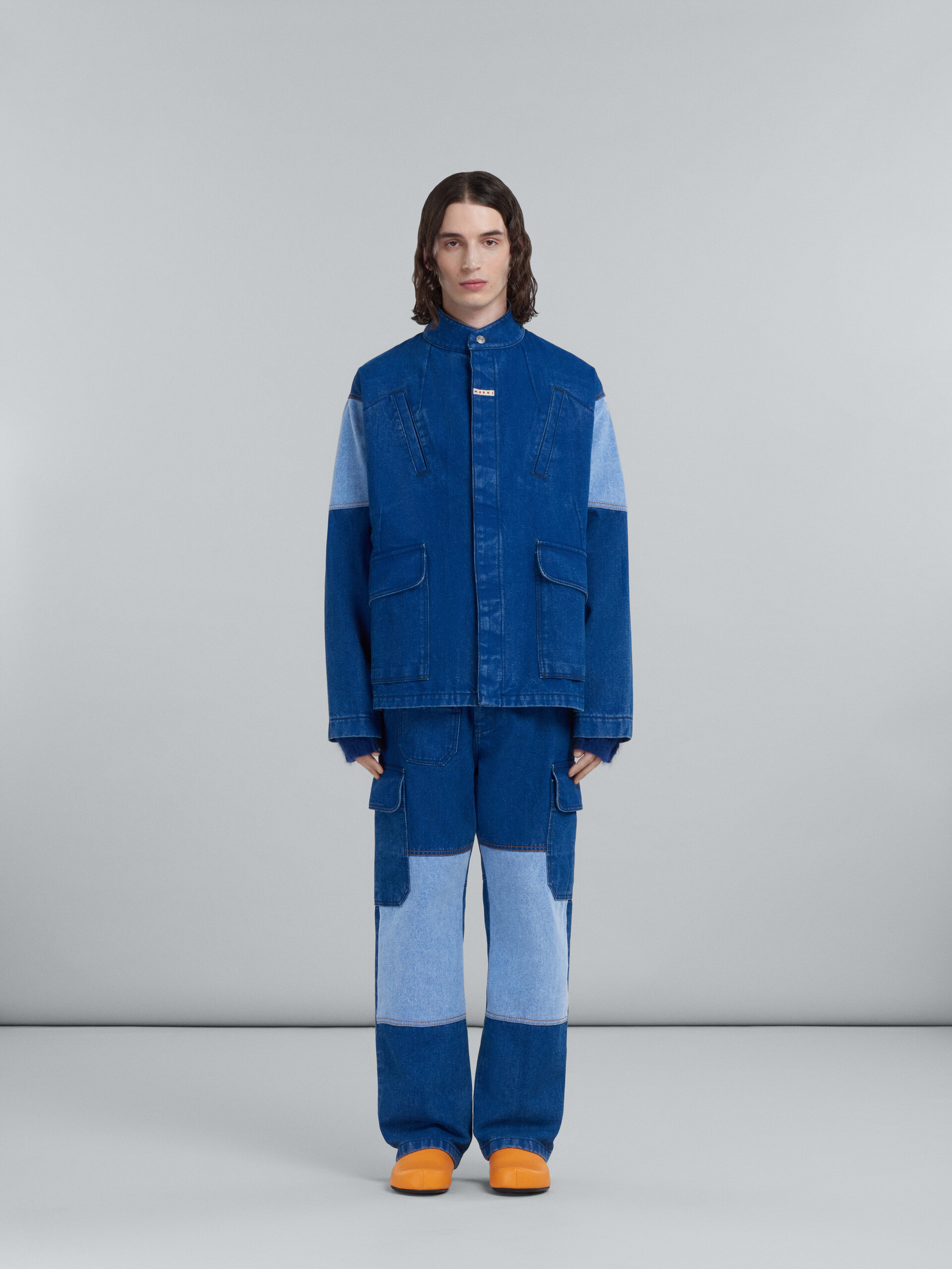 Jacket in coated blue denim - Jackets - Image 2