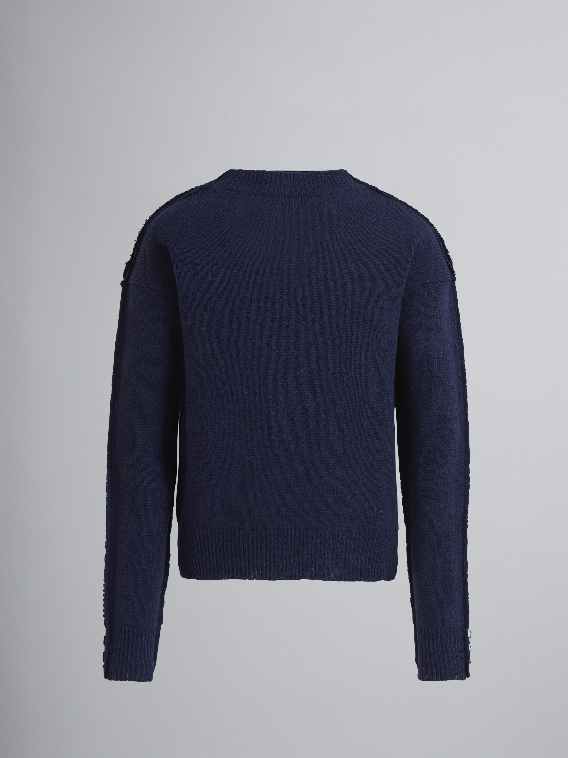 Mixed virgin wool sweater with striped pattern on the back - Pullovers - Image 1