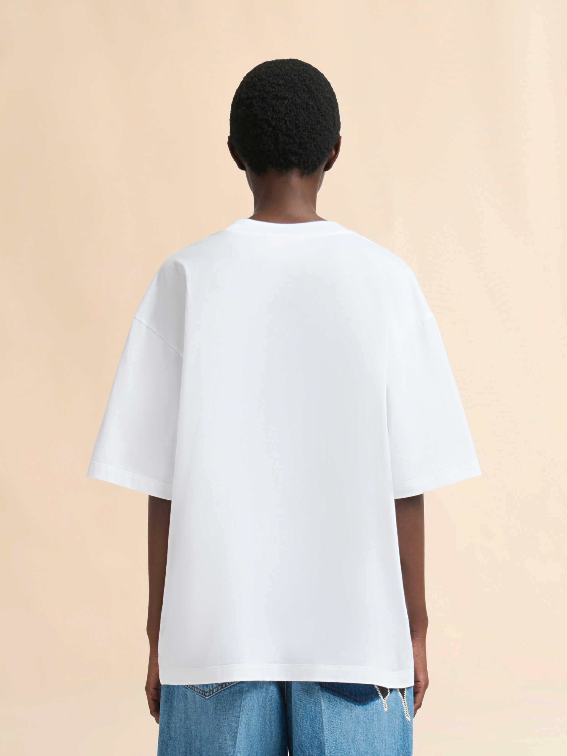 White cotton T-shirt with flower print - T-shirts - Image 3
