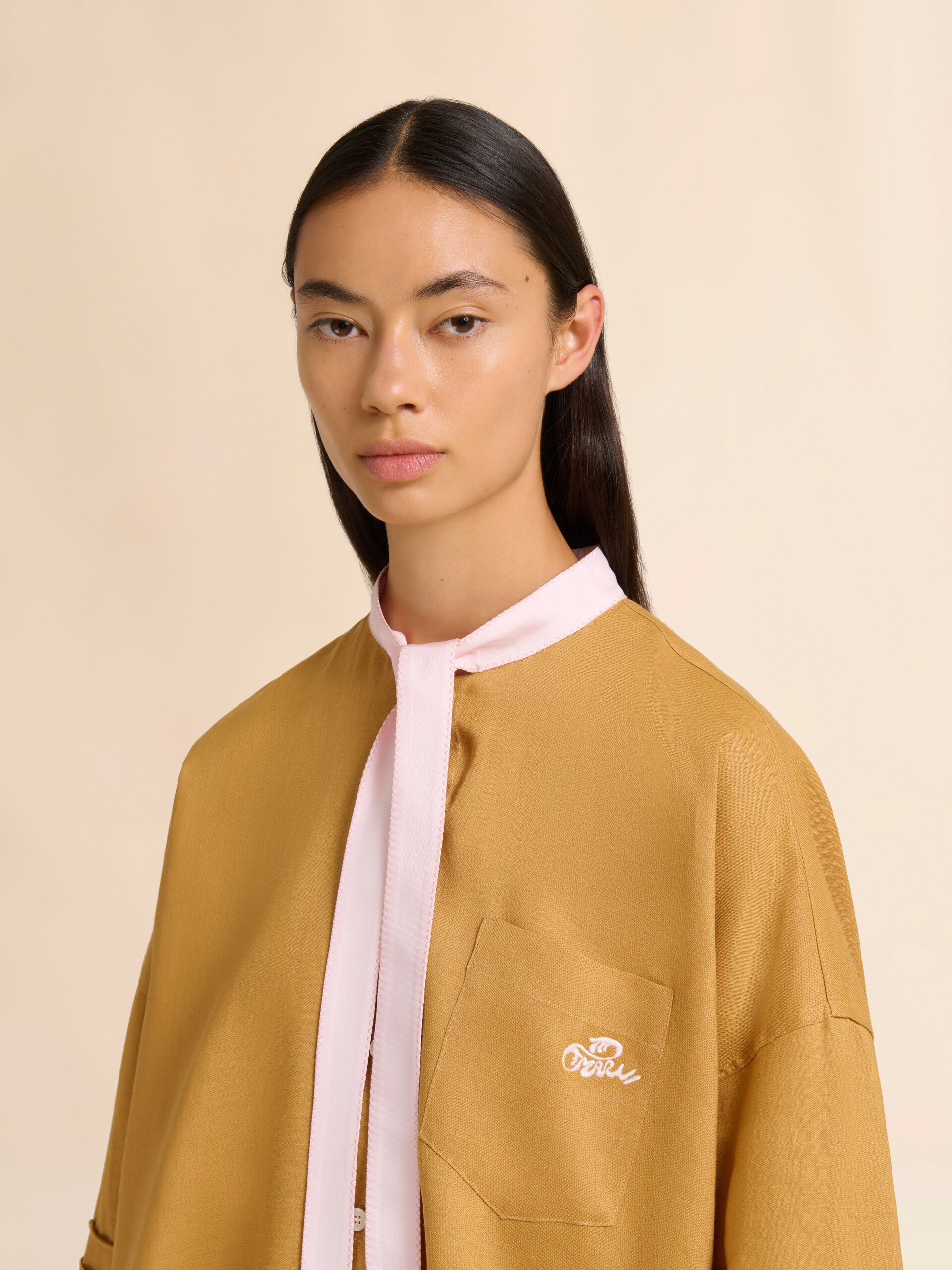 イエロー オーガンジーラミー タイネック付きシャツ - シャツ - Image 4