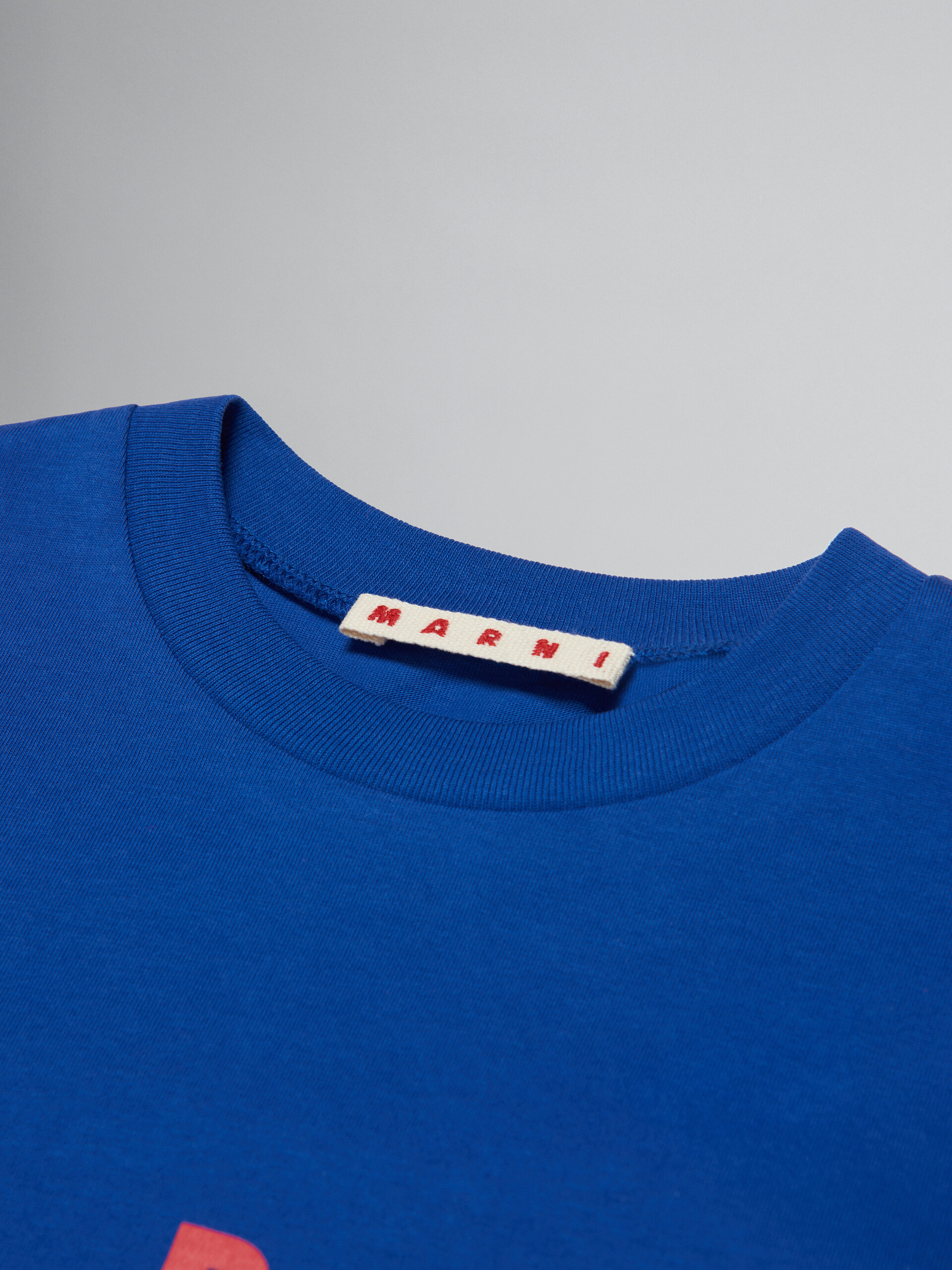 T-shirt blu in jersey con logo - T-shirt - Image 4