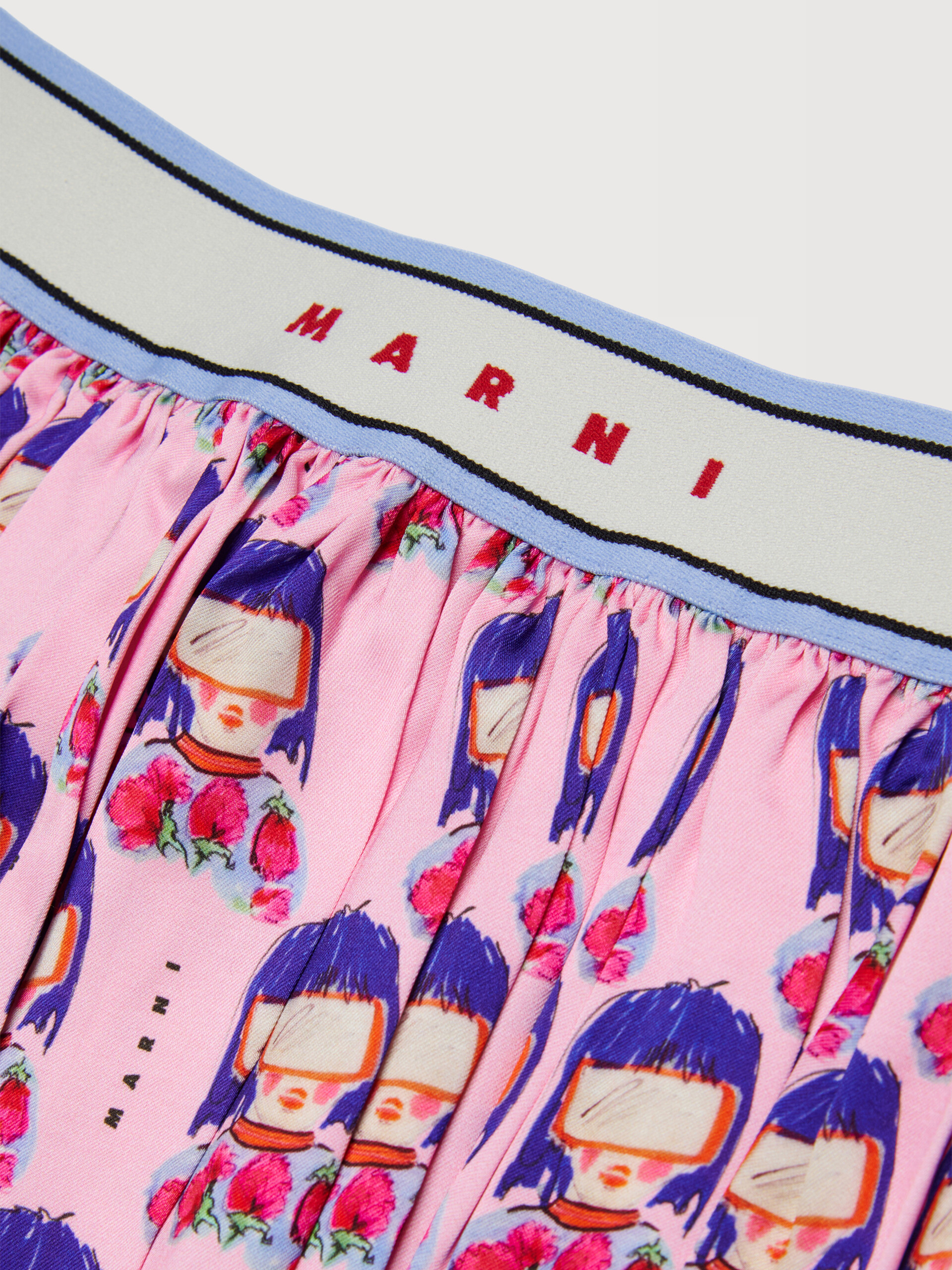Pink viscose skirt with all-over goggle girl print - Skirts - Image 4