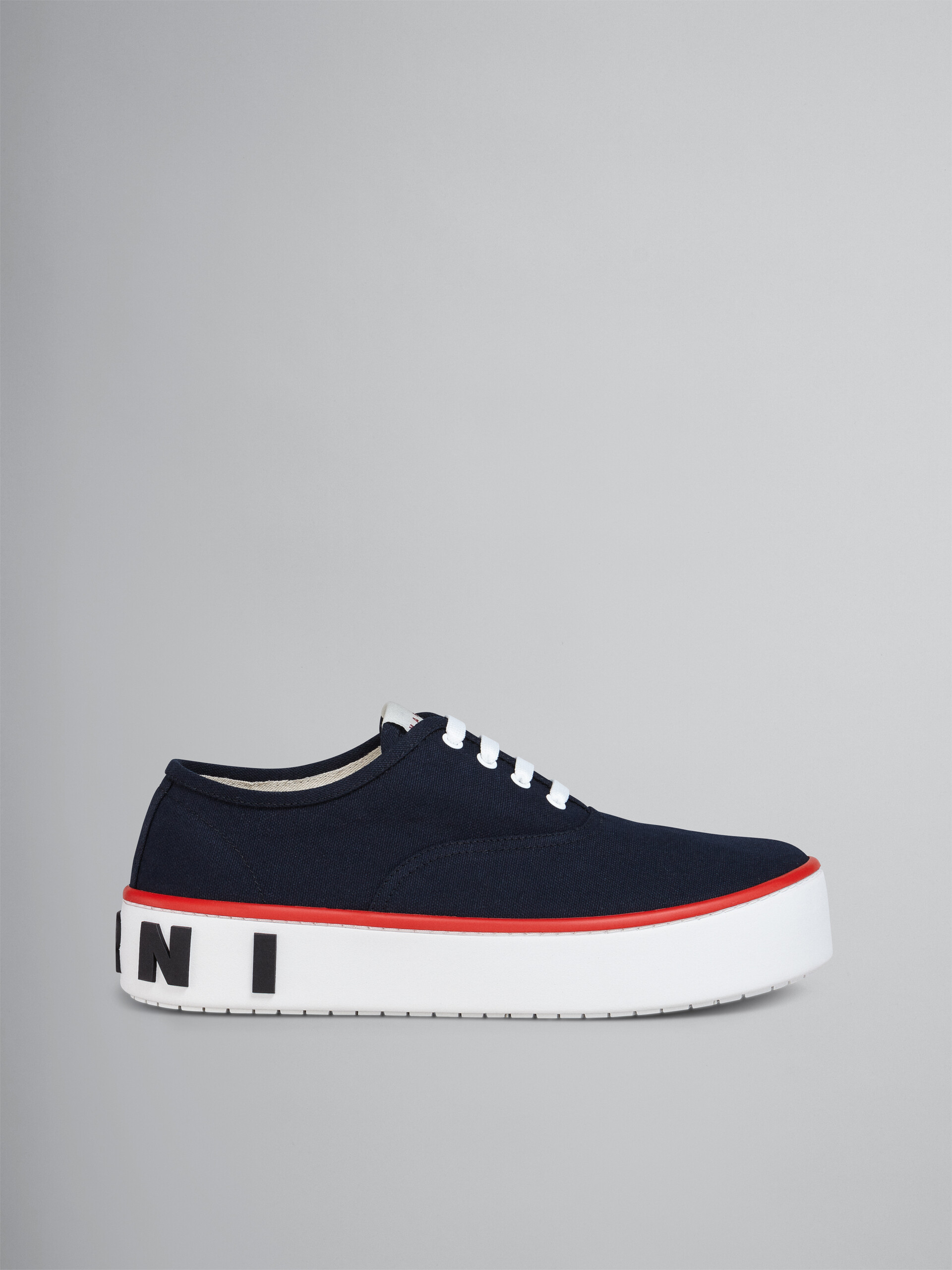 Blue canvas sneaker with maxi logo - Sneakers - Image 1