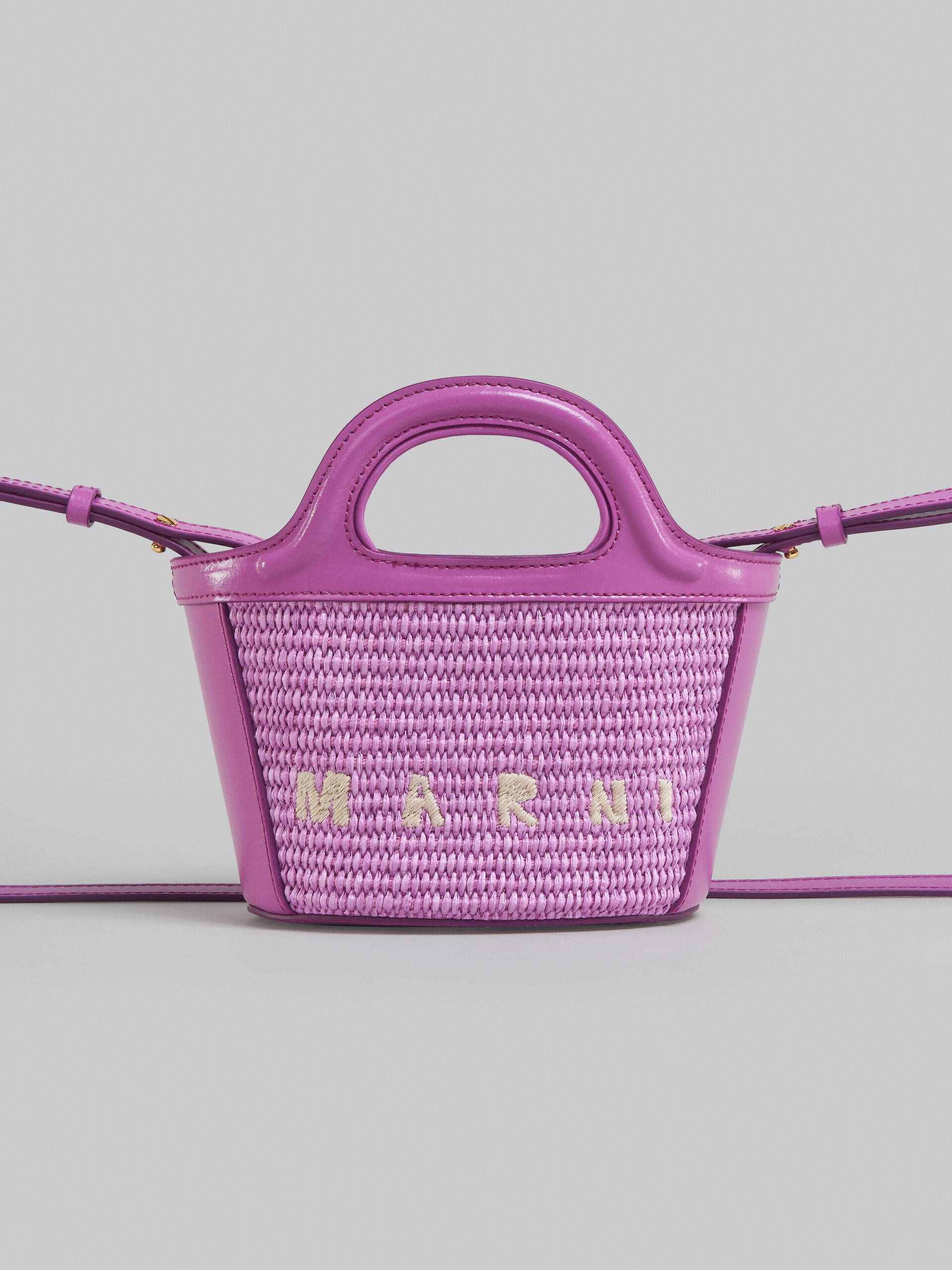 Tropicalia Micro Bag in lilac leather and raffia - Handbag - Image 5