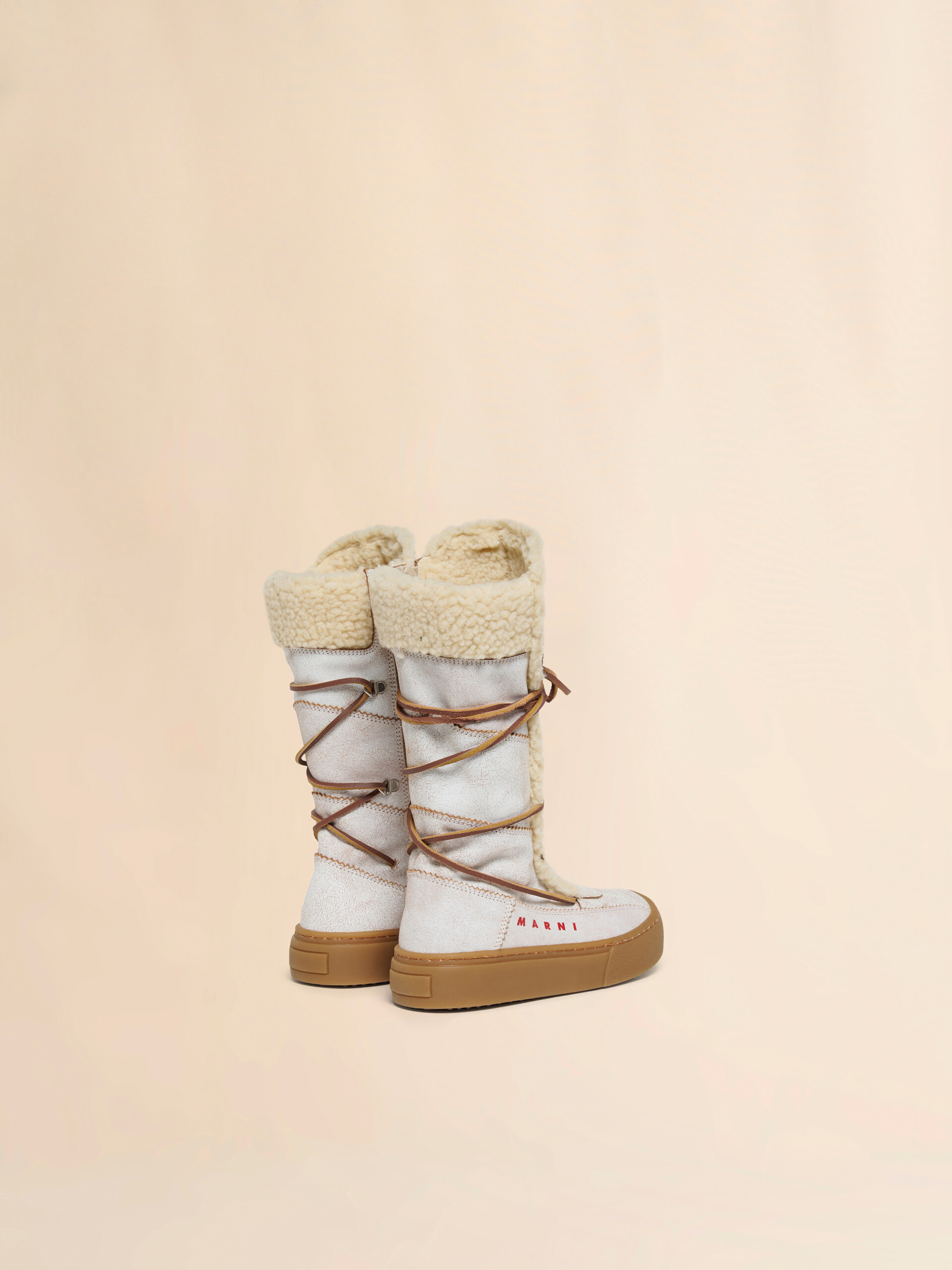 White sheepskin winter boot - Sneakers - Image 3