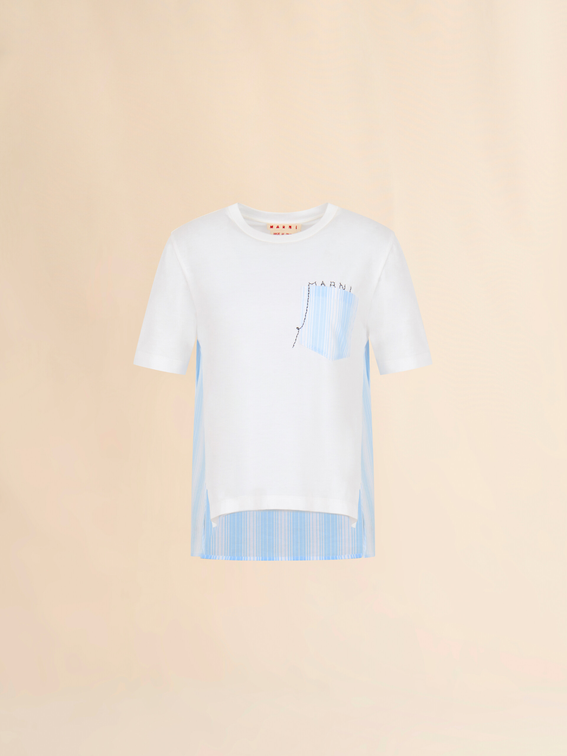 ホワイト バックはポプリンのコットンTシャツ - Tシャツ - Image 1