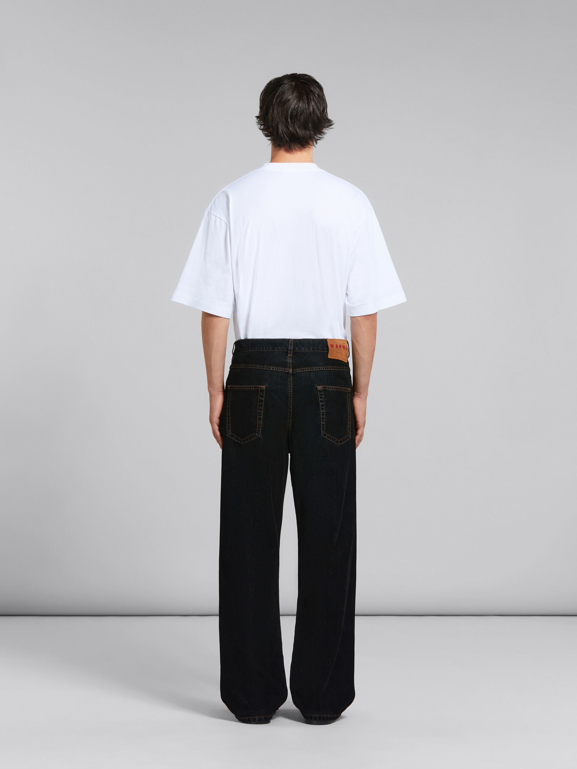 Black flocked denim wide-leg jeans | Marni