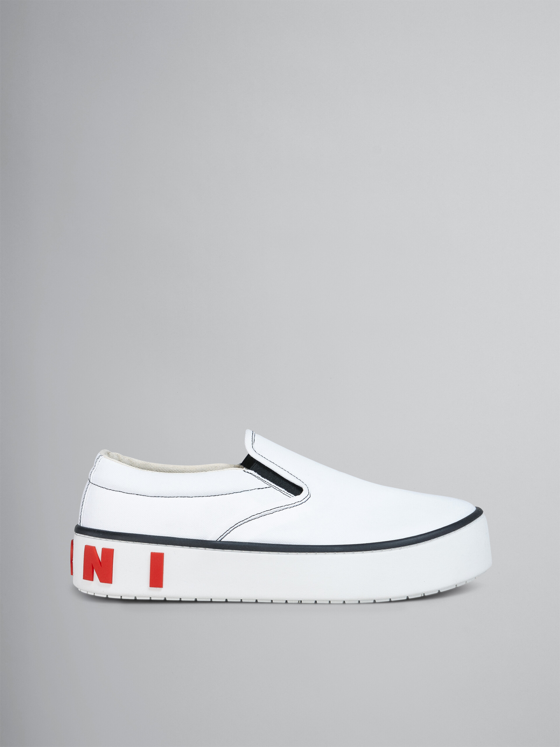 White leather slip-on sneaker with maxi logo - Sneakers - Image 1