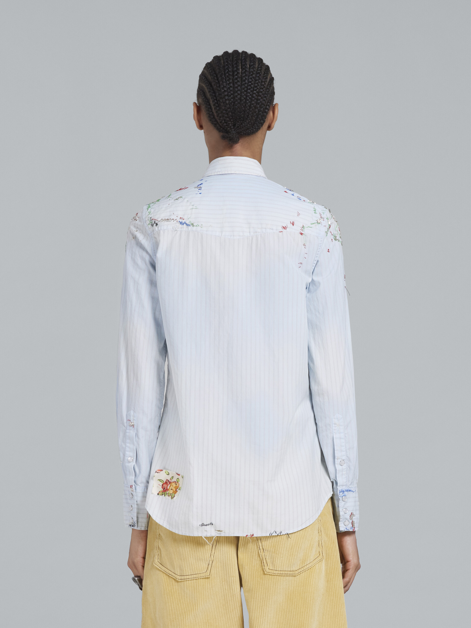 Light blue Western shirt in bio cotton poplin - Shirts - Image 3