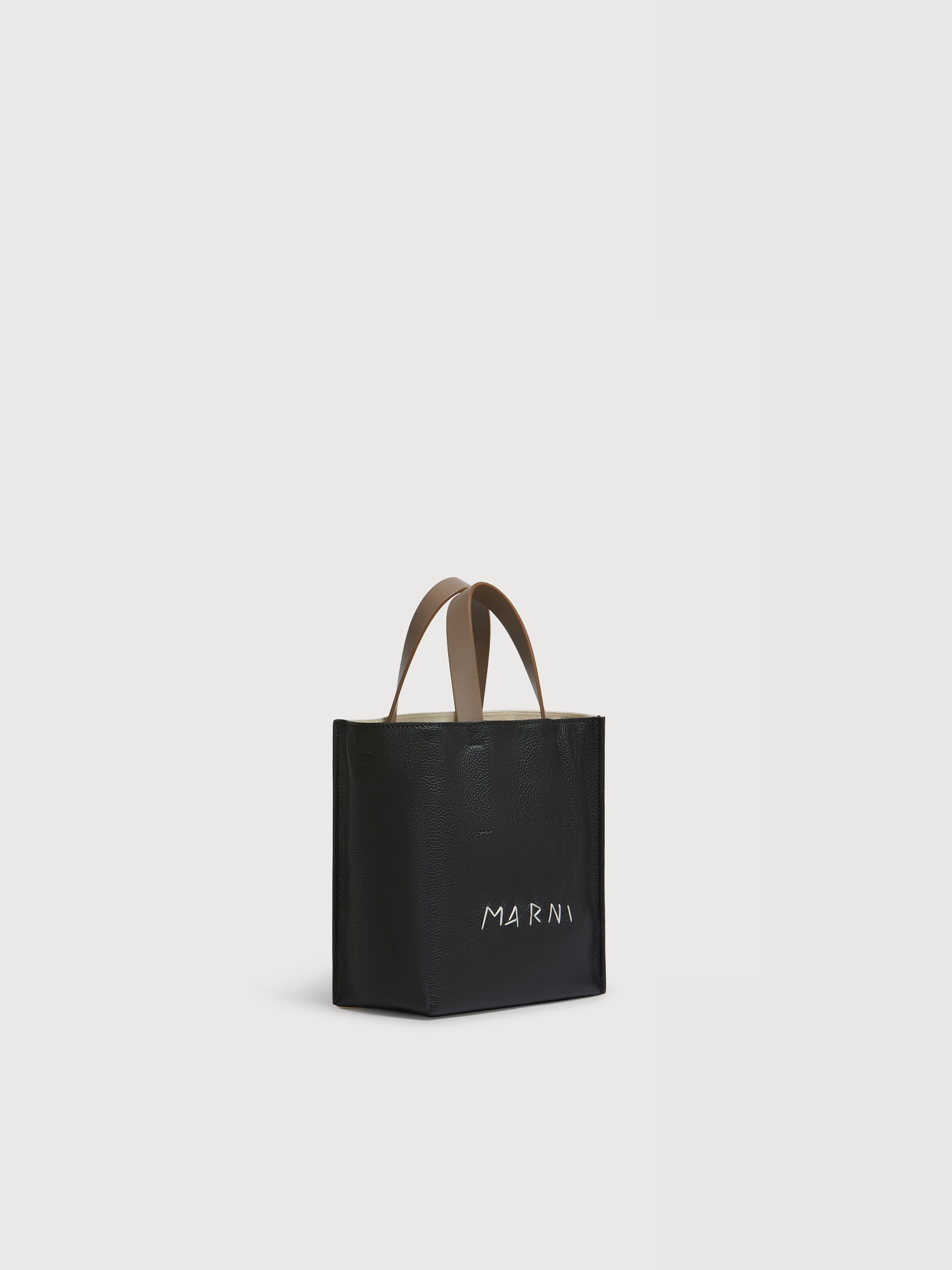 Museo Soft Mini Bag in black leather with Marni Mending - Shopping Bags - Image 5