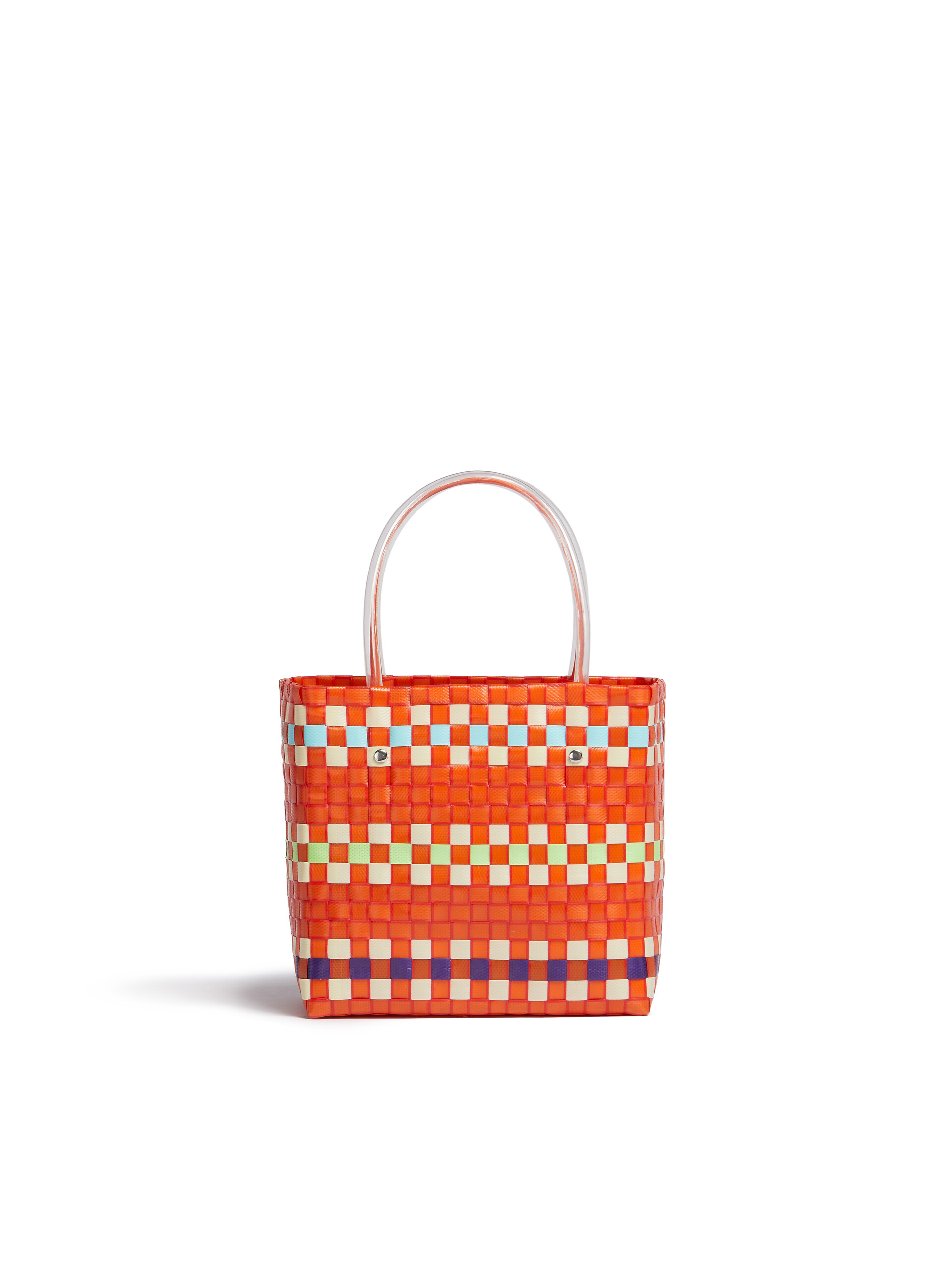 職人の手作業 *Marni*ジグザグ MARNIMARKETミニバスケットバッグ ブルー ピーチ ジグザグ MARNI MARKET ミニバスケットバッグ | Marni