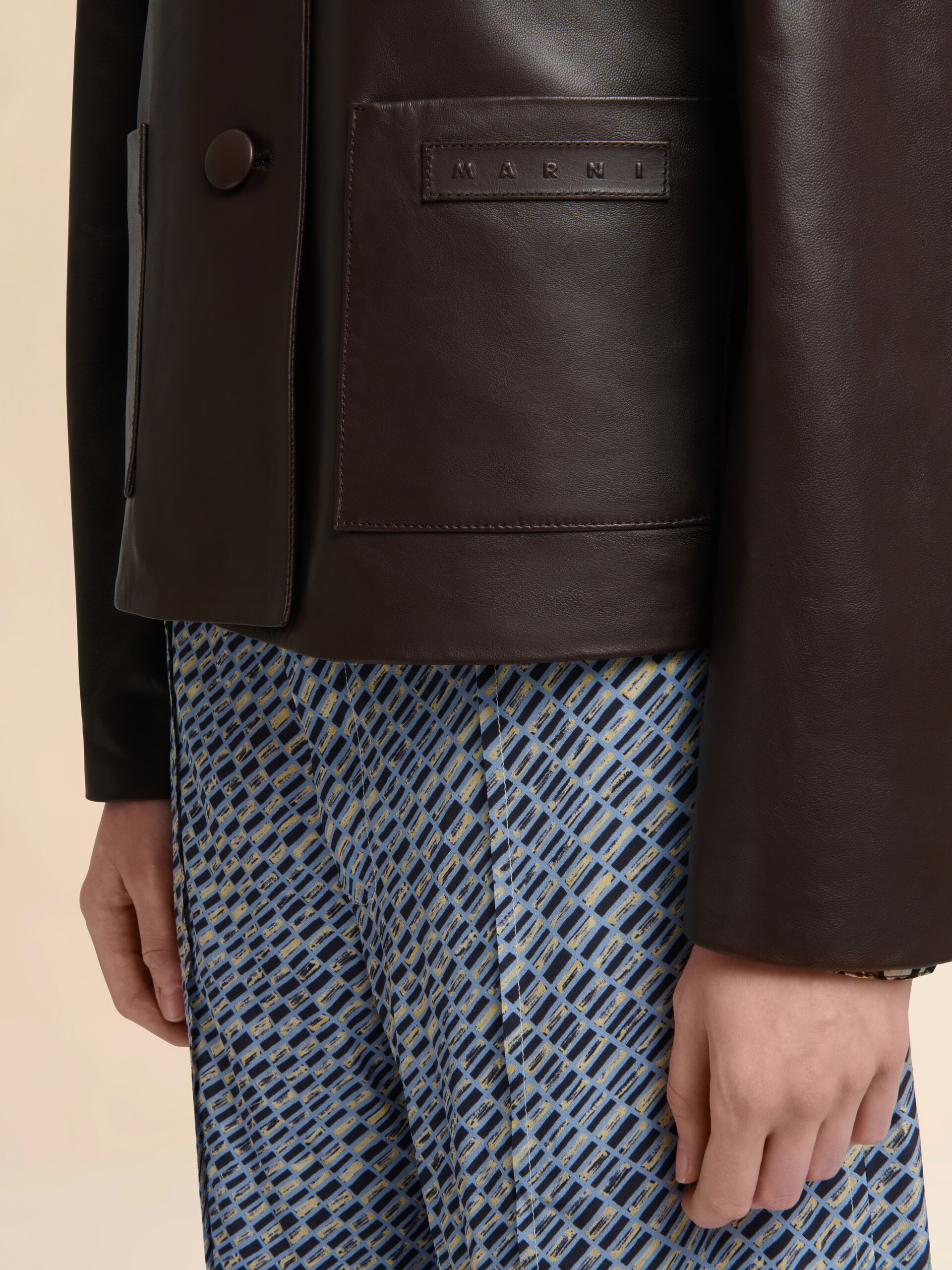 Brown nappa baby jacket with shearling trims - Jackets - Image 5