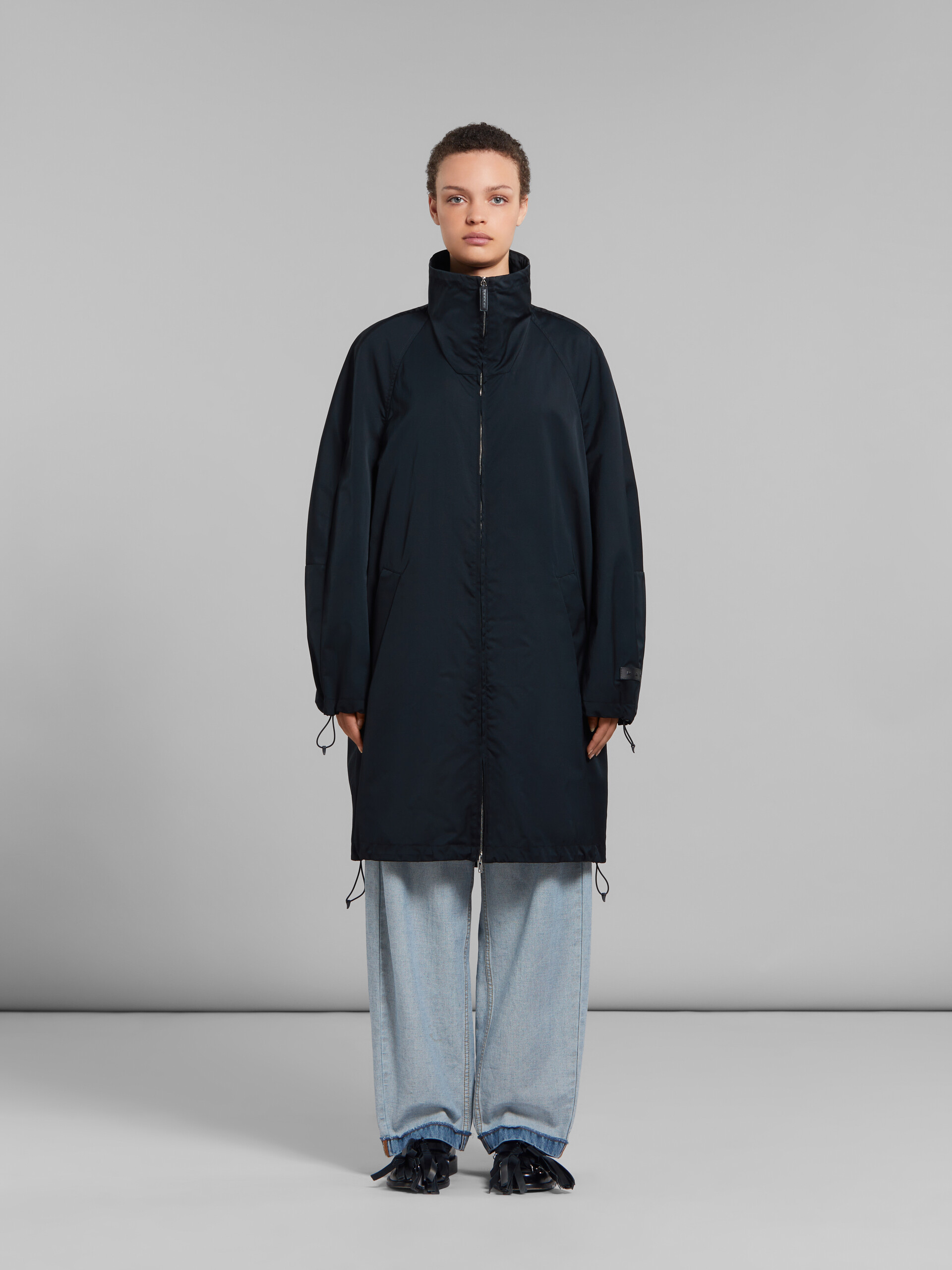 Black gathered taffeta parka | Marni