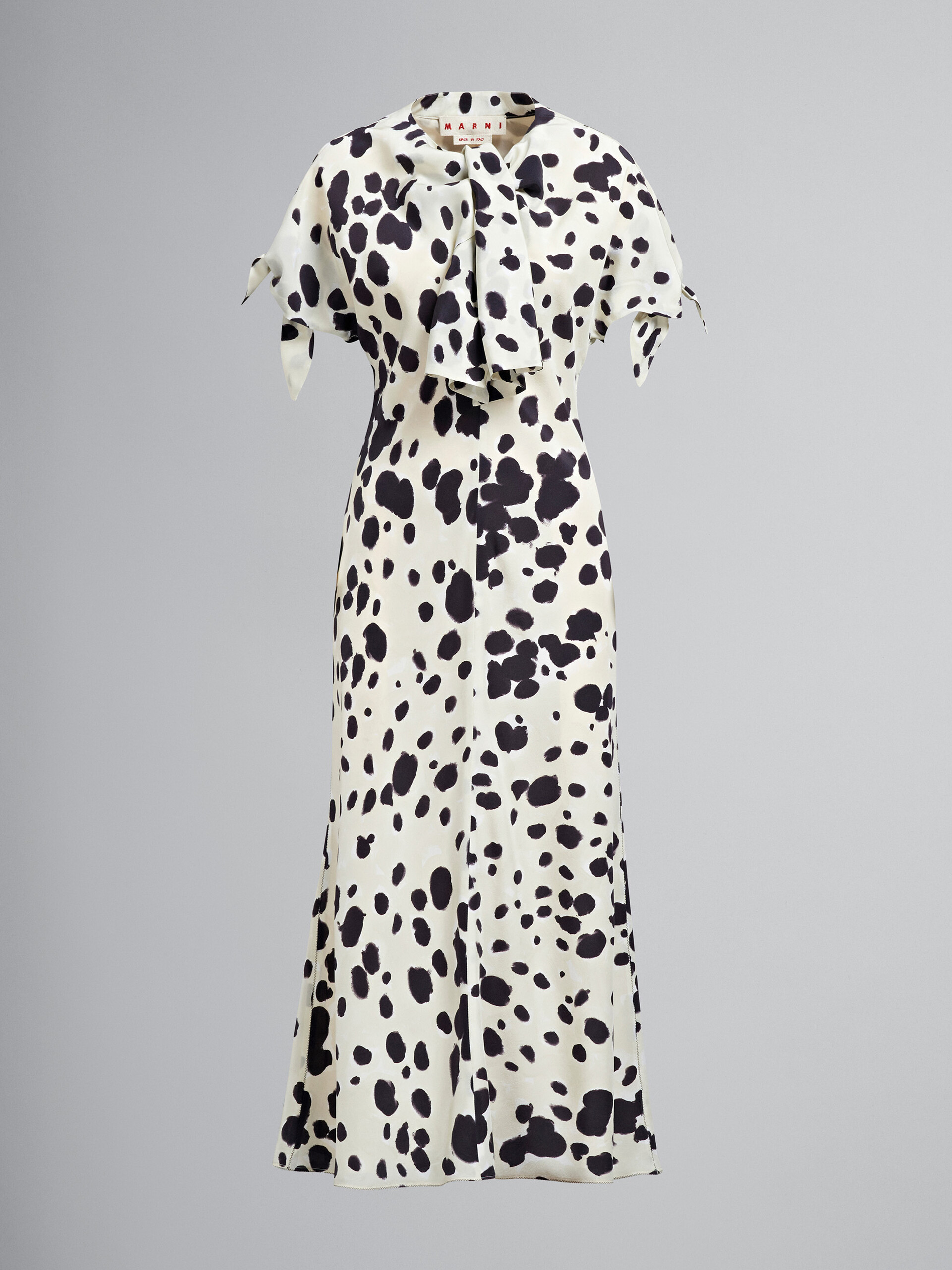 Pop Dots print silk crêpe long dress - Dresses - Image 1