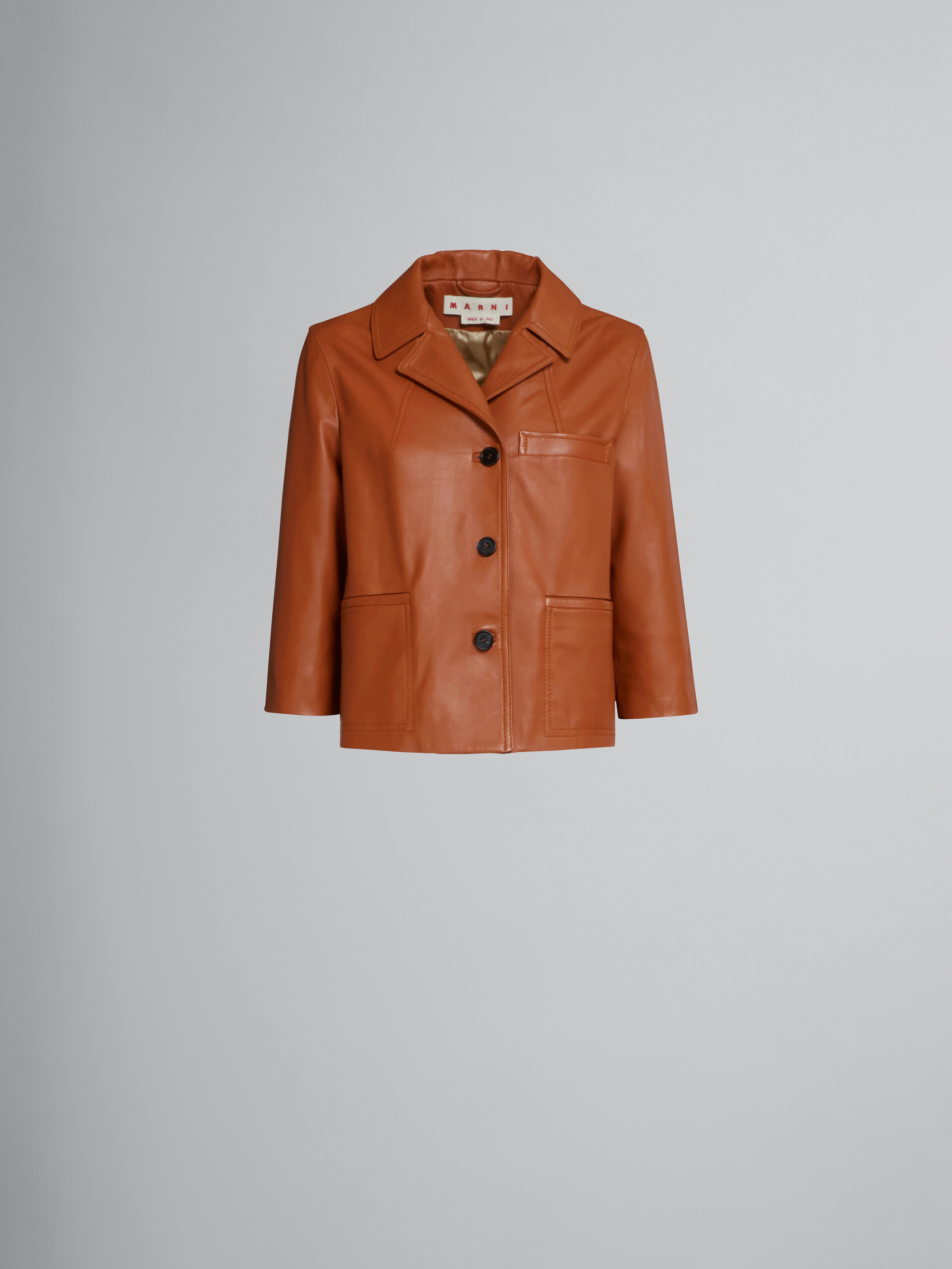 Veste en cuir nappa marron - Manteaux - Image 1