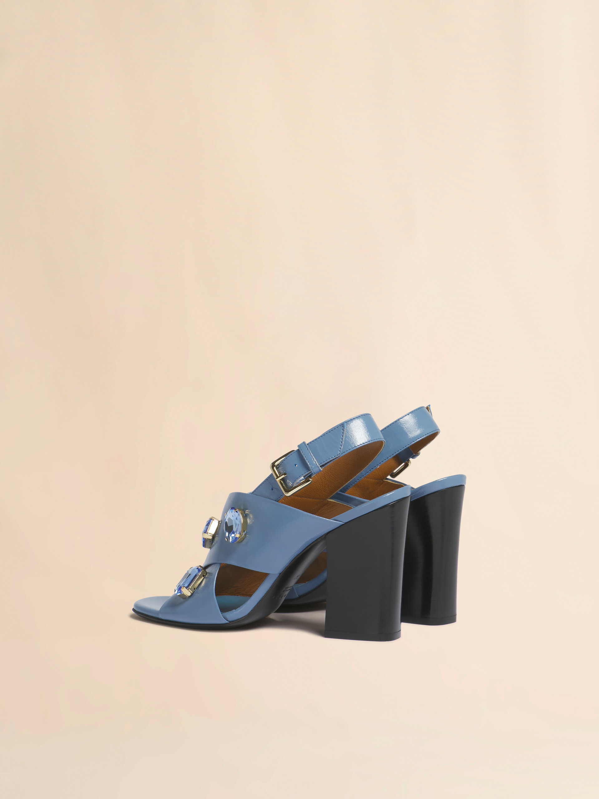 Light blue leather criss-cross sandal - Sandals - Image 3