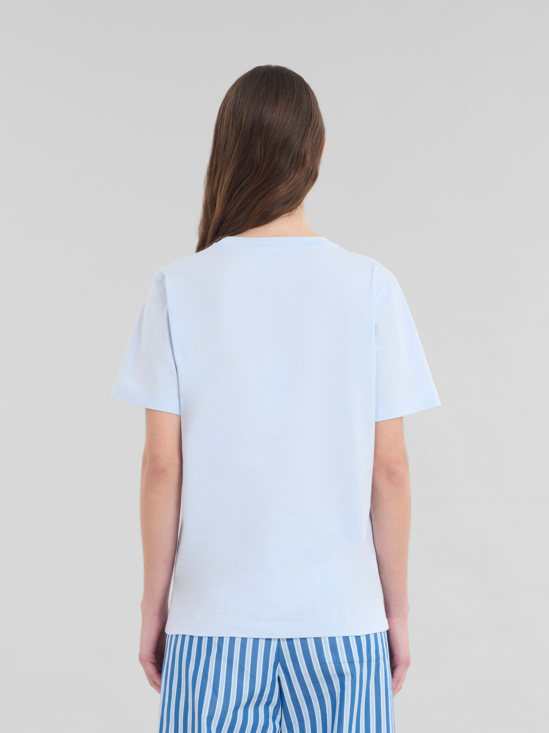 Light blue organic jersey T-shirt with Marni mending - T-shirts - Image 3