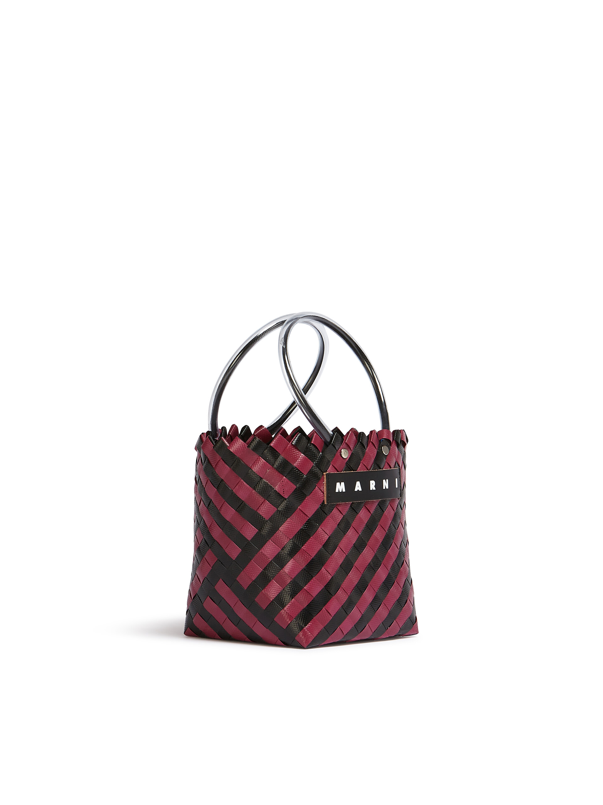 MARNI MARKET bag in black and burgundy woven material - Bags - Image 2