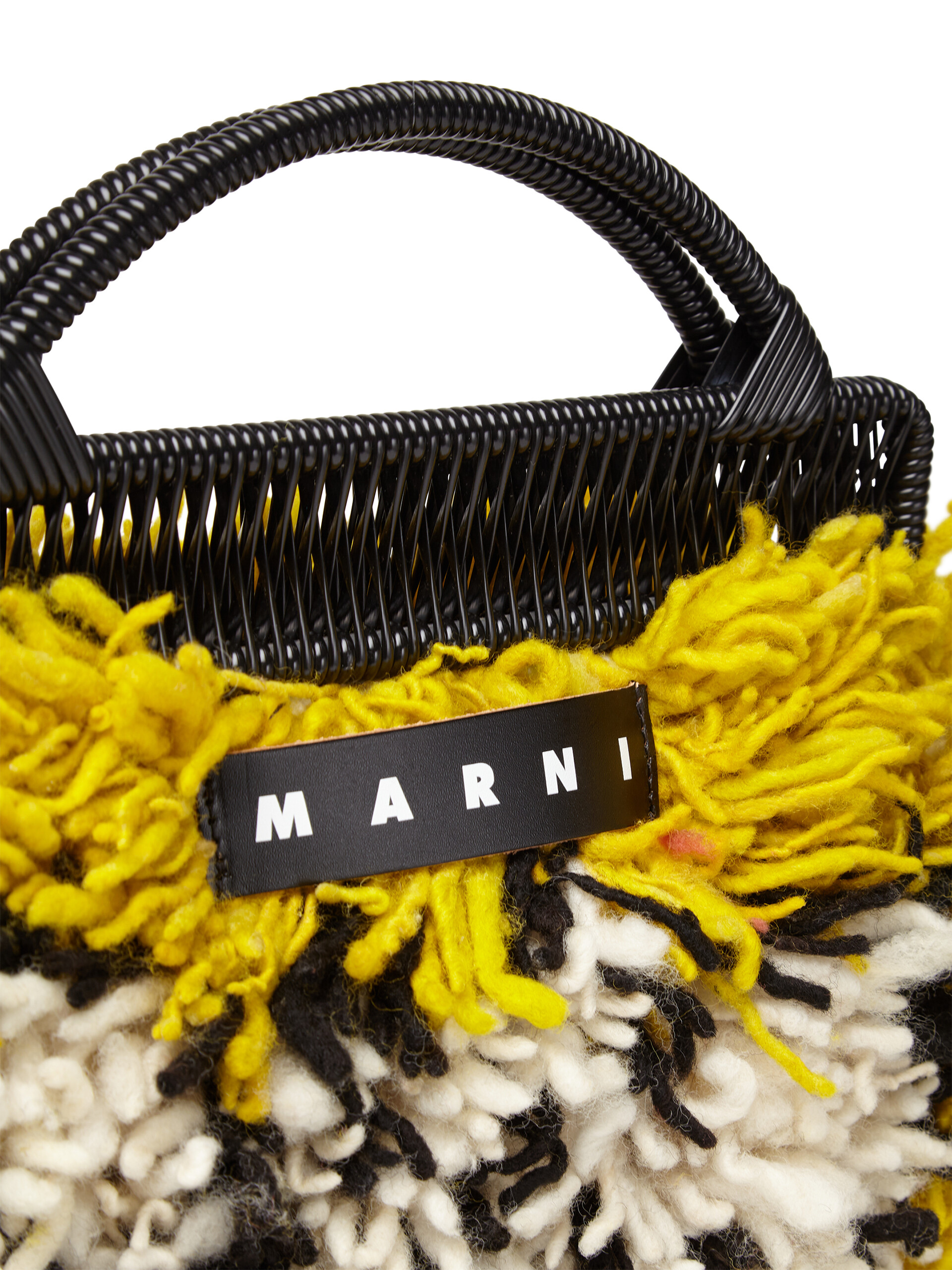 MARNI MARKET multicoloured frame bag in yellow brown and white long wool - Furniture - Image 4